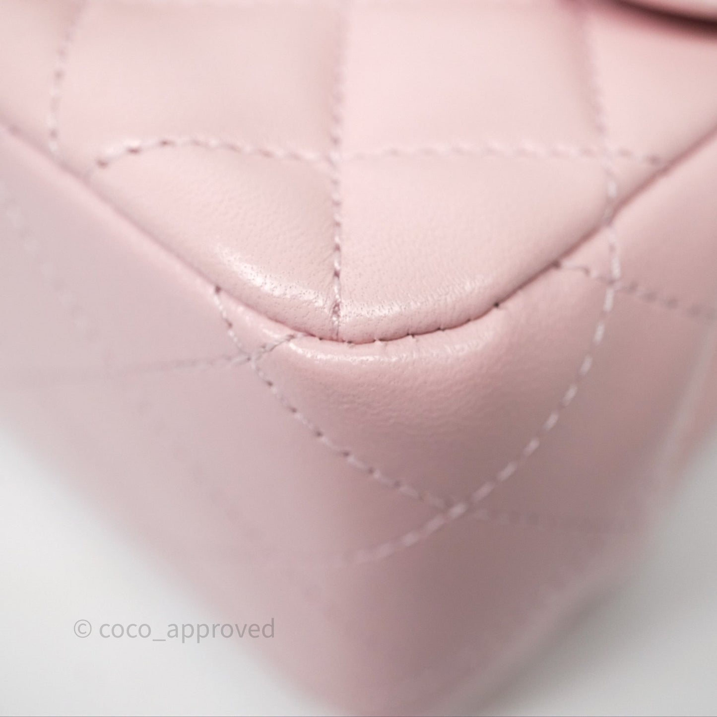 Chanel Pearl Crush Mini Square Quilted Dusty Pink Lambskin Aged Gold Hardware