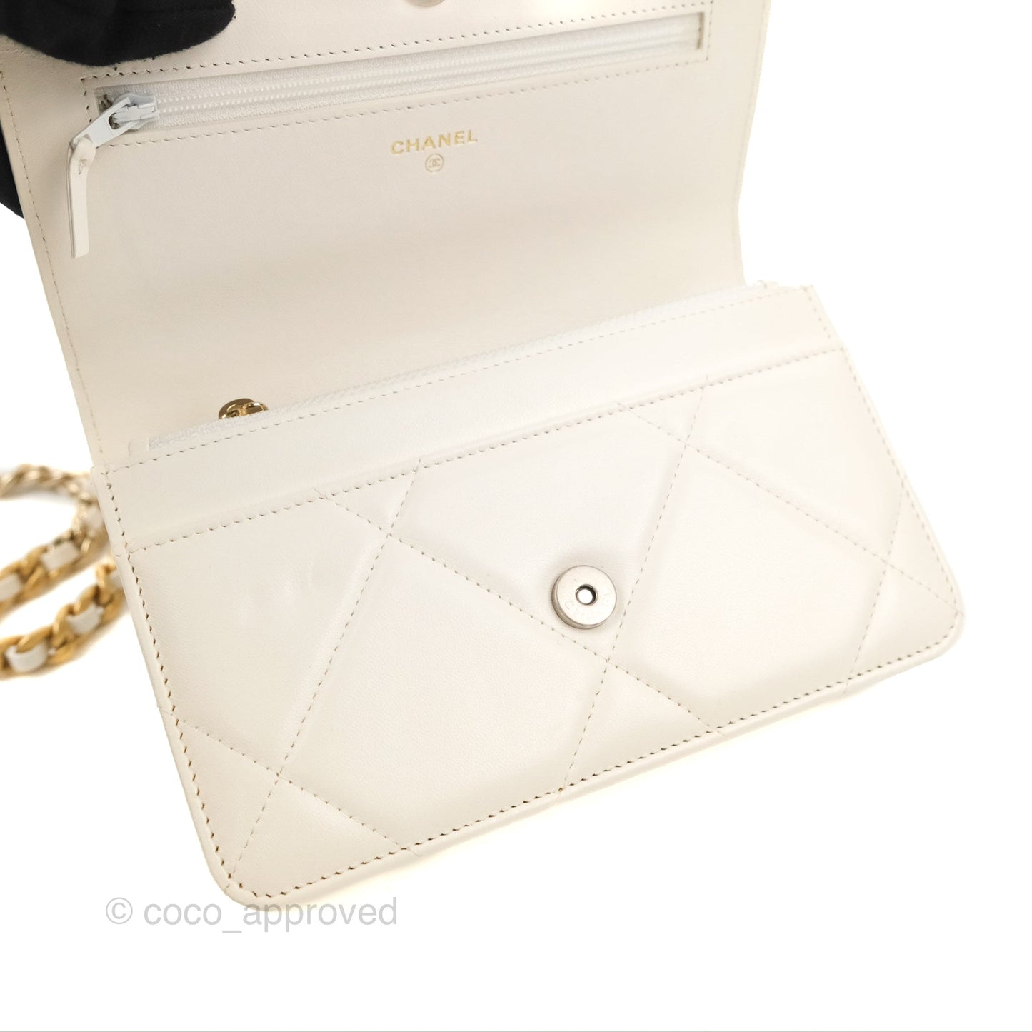 Chanel 19 Wallet on Chain WOC White Mixed Hardware