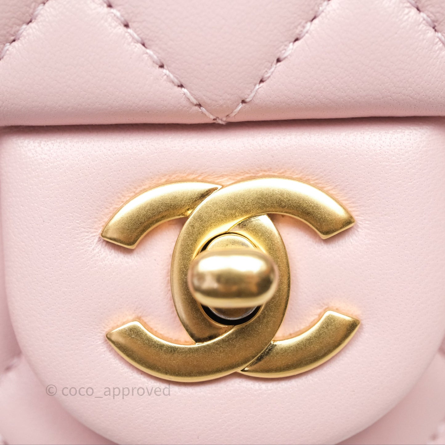 Chanel Pearl Crush Mini Square Quilted Dusty Pink Lambskin Aged Gold Hardware