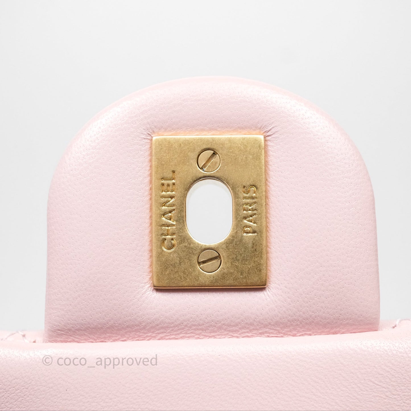 Chanel Pearl Crush Mini Square Quilted Dusty Pink Lambskin Aged Gold Hardware