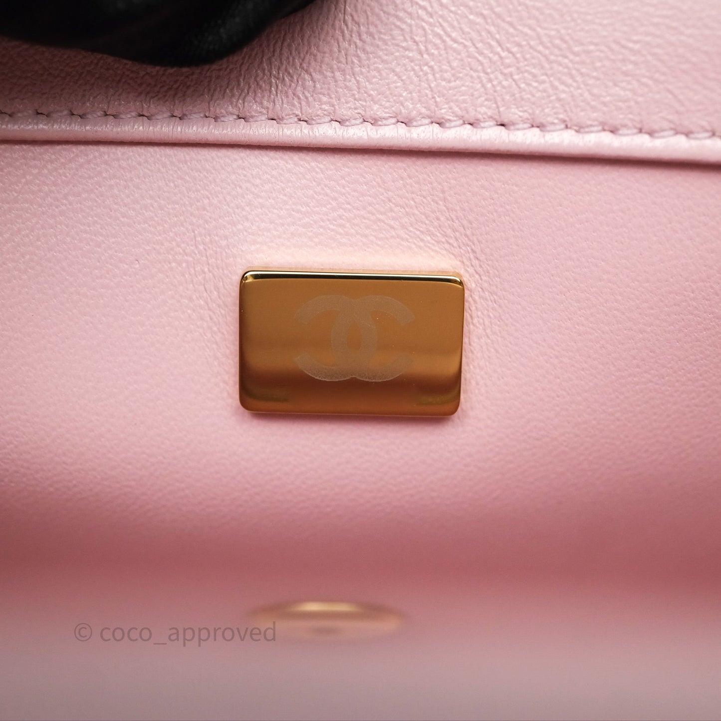 Chanel Pearl Crush Mini Square Quilted Dusty Pink Lambskin Aged Gold Hardware
