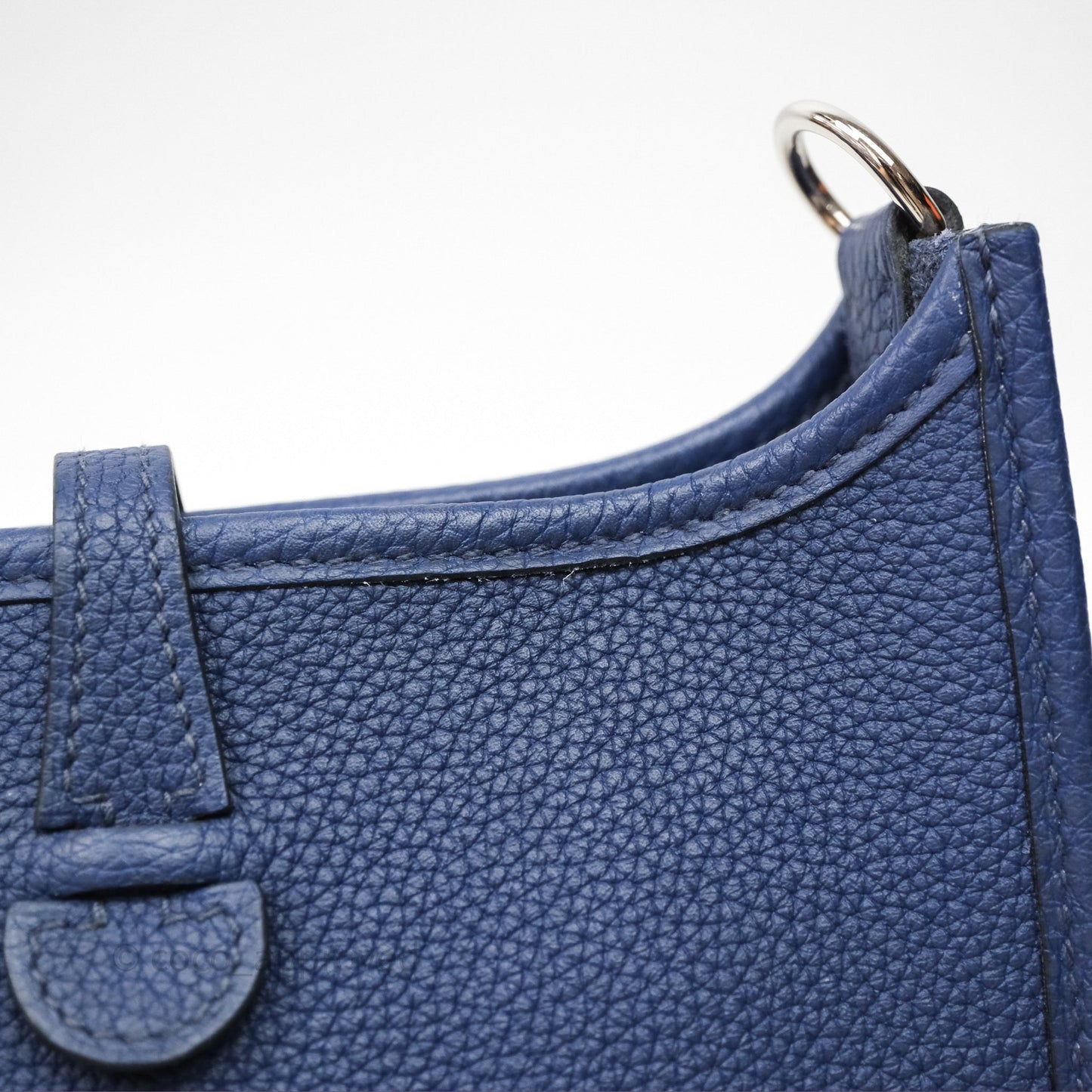 Hermès Mini Evelyne 16 Bleu Saphir 73 Taurillon Maurice Palladium Hardware
