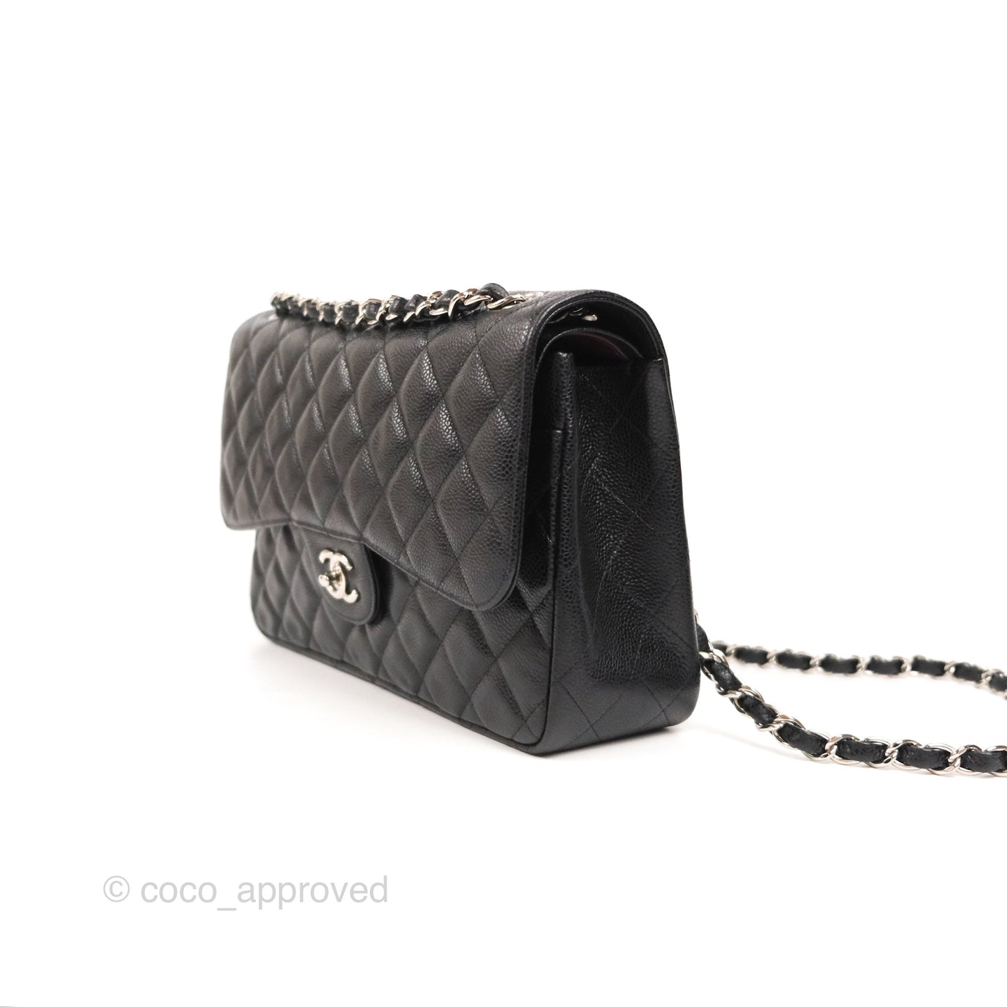 Chanel Jumbo Double Flap Black Caviar Silver Hardware⁣⁣