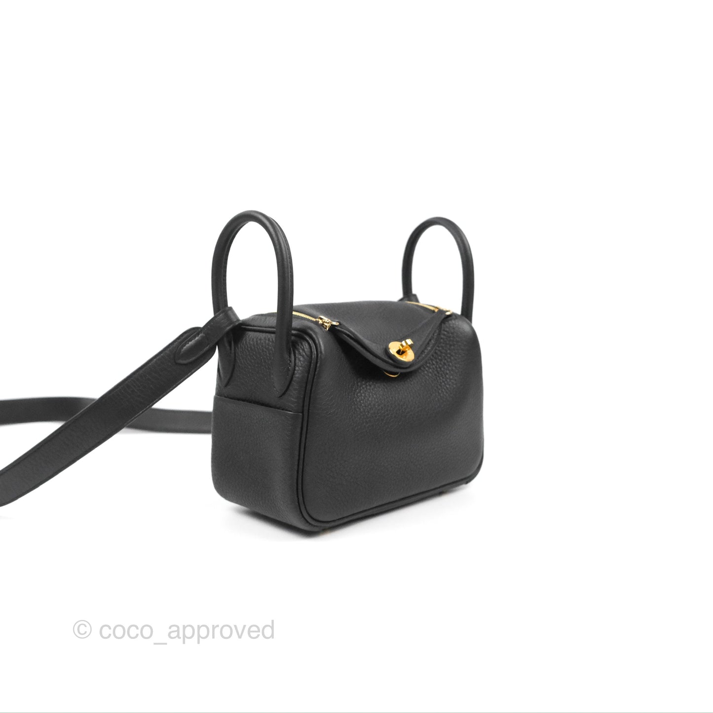 Hermès Mini Lindy 20 Black Clemence Gold Hardware
