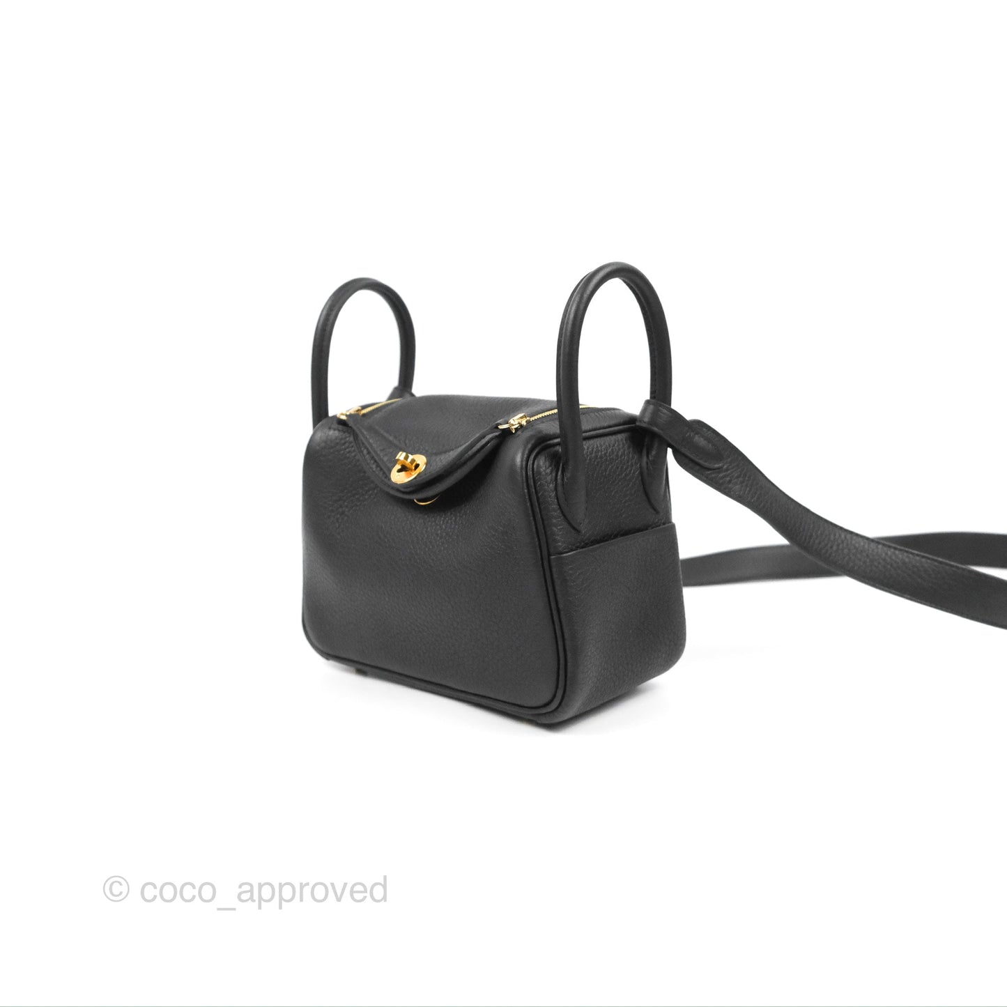 Hermès Mini Lindy 20 Black Clemence Gold Hardware