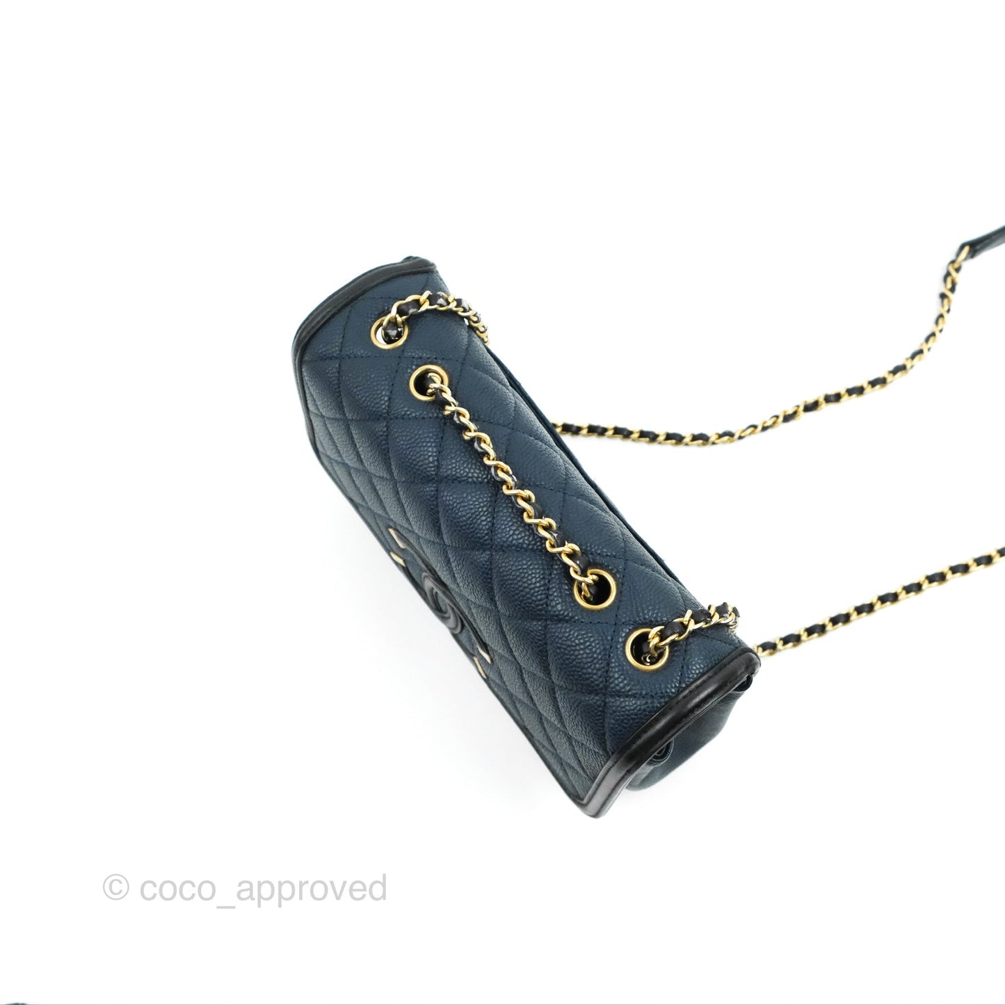 Chanel Quilted Small CC Filigree Flap Navy Black Caviar