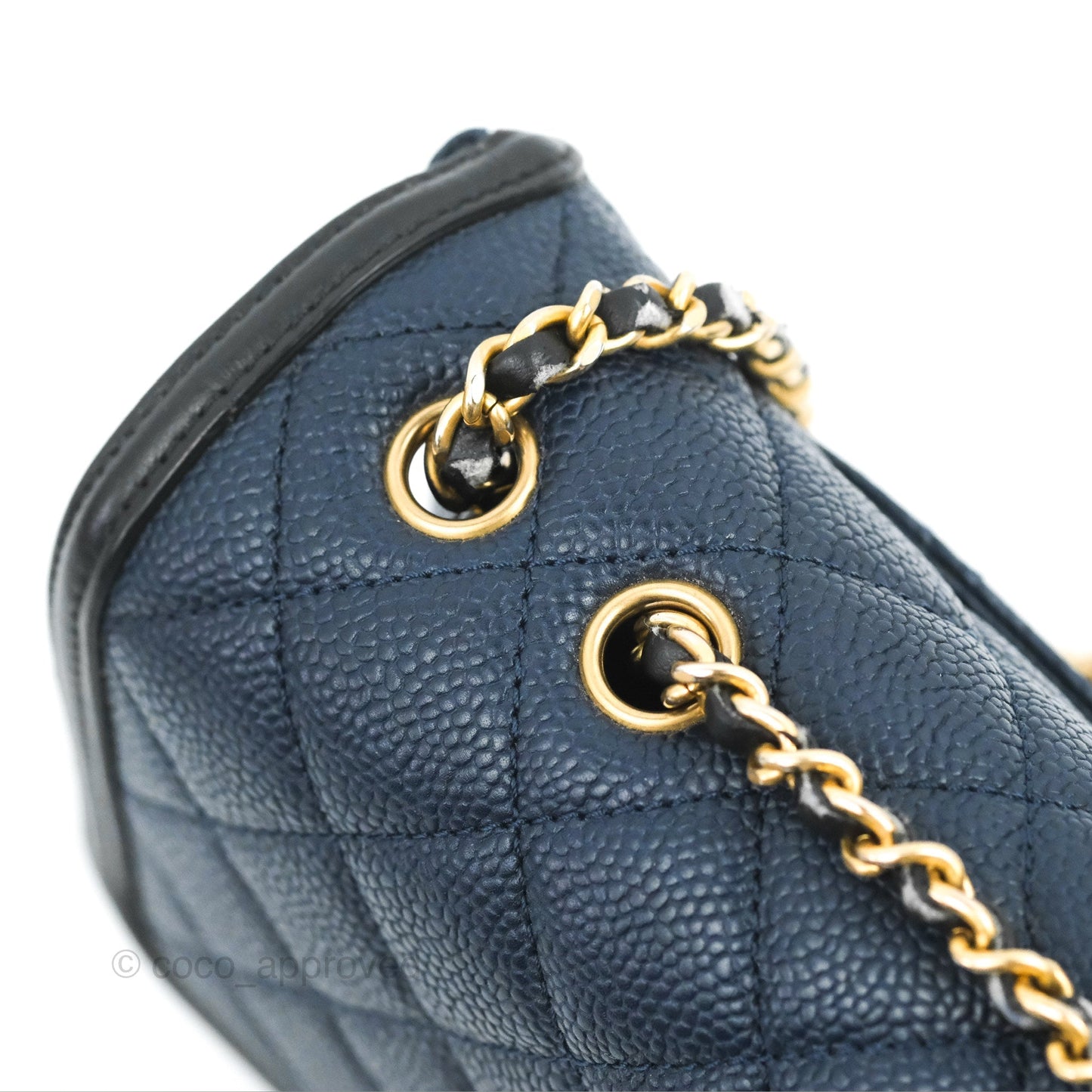 Chanel Quilted Small CC Filigree Flap Navy Black Caviar