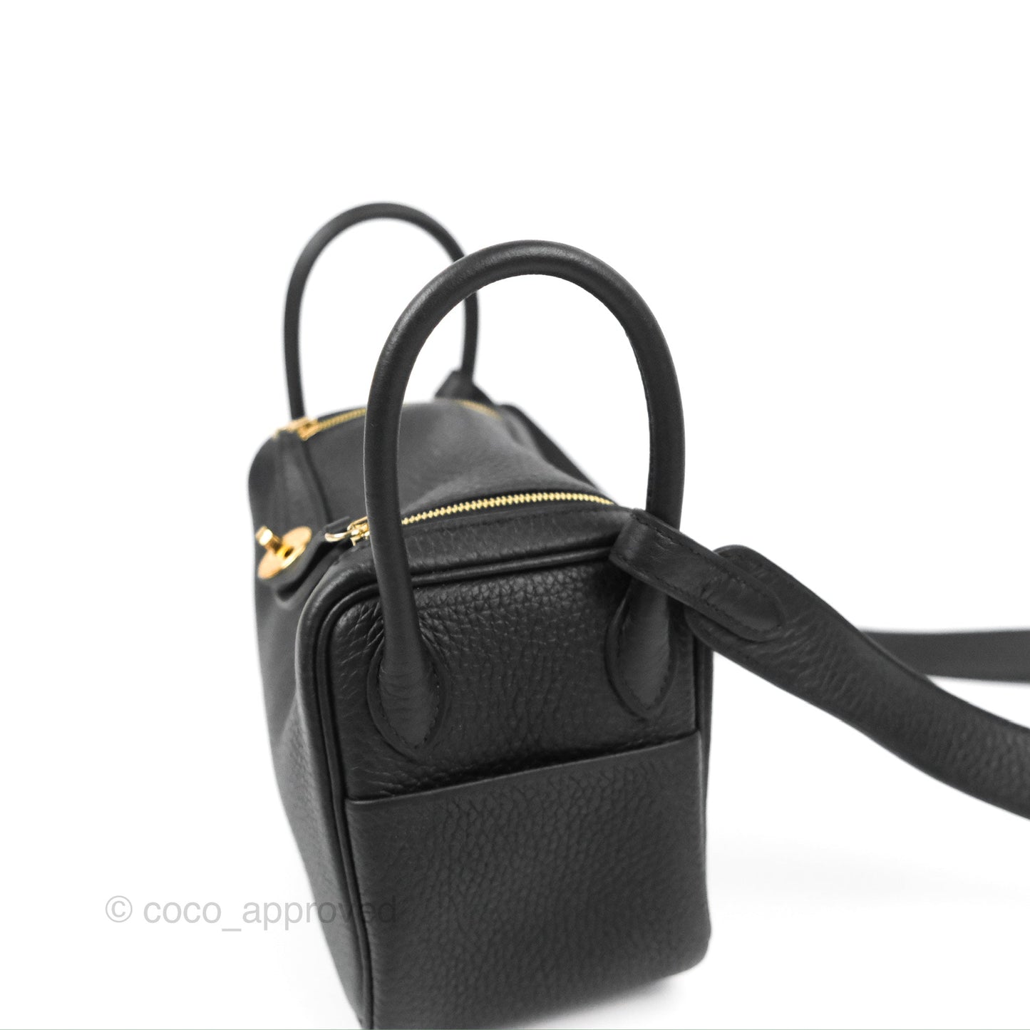 Hermès Mini Lindy 20 Black Clemence Gold Hardware