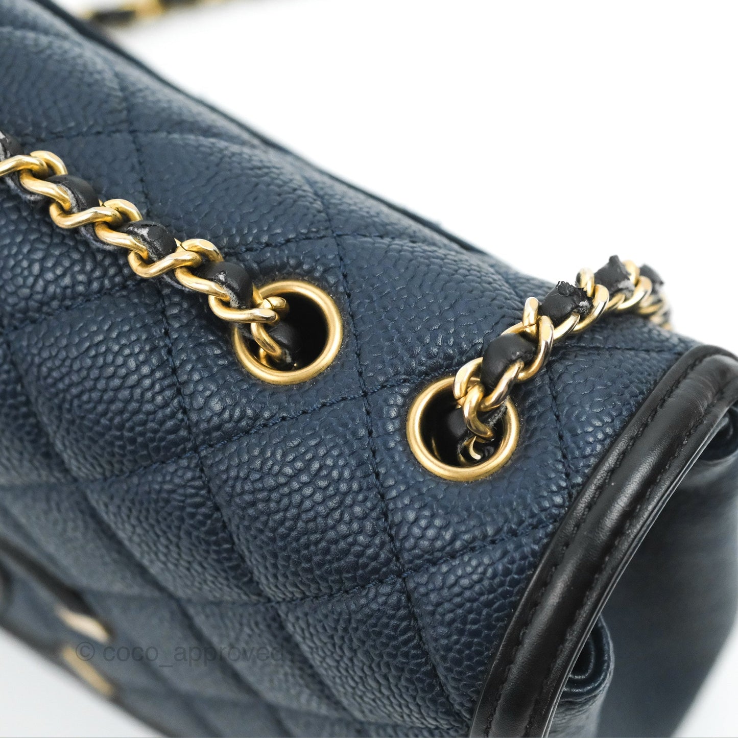 Chanel Quilted Small CC Filigree Flap Navy Black Caviar