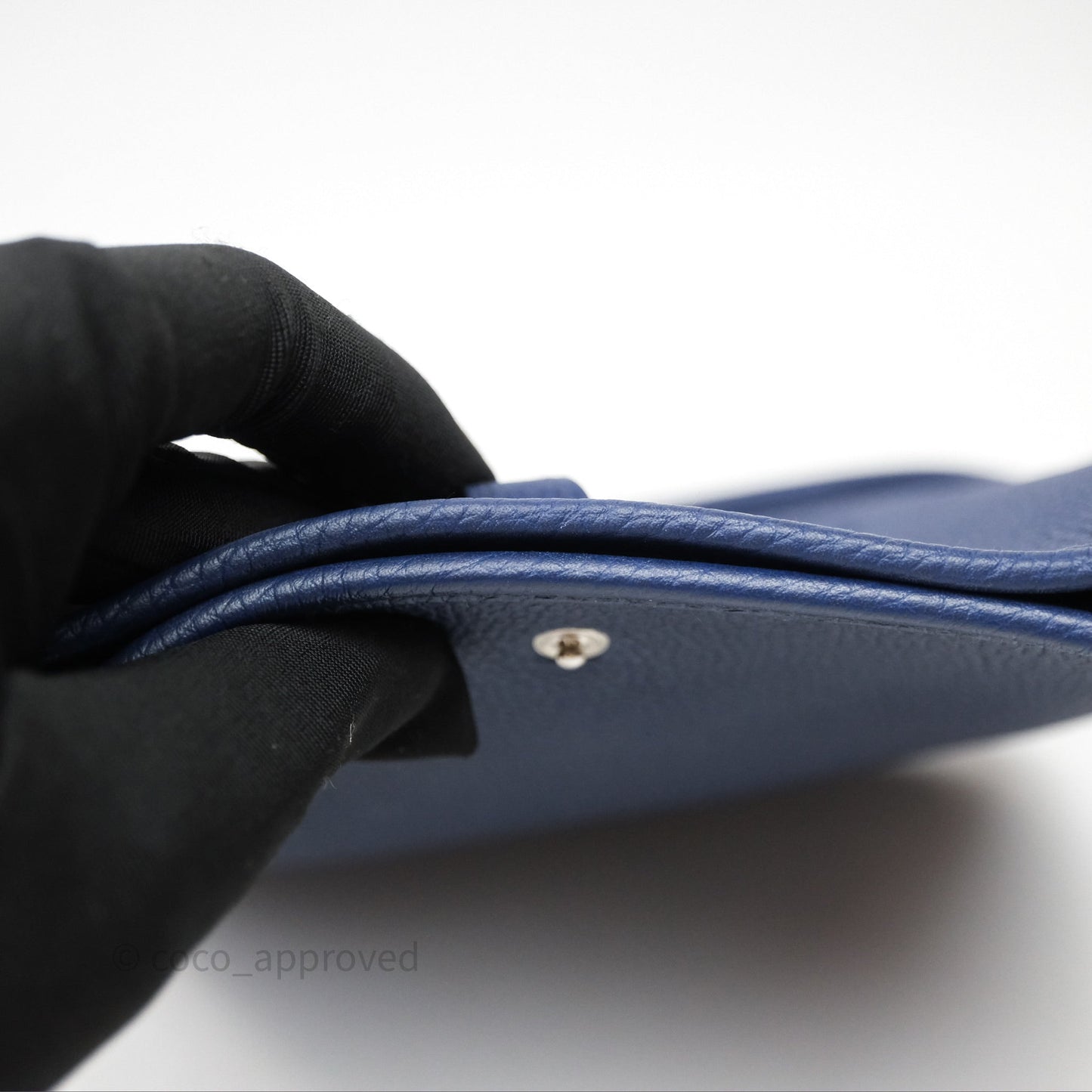 Hermès Mini Evelyne 16 Bleu Saphir 73 Taurillon Maurice Palladium Hardware