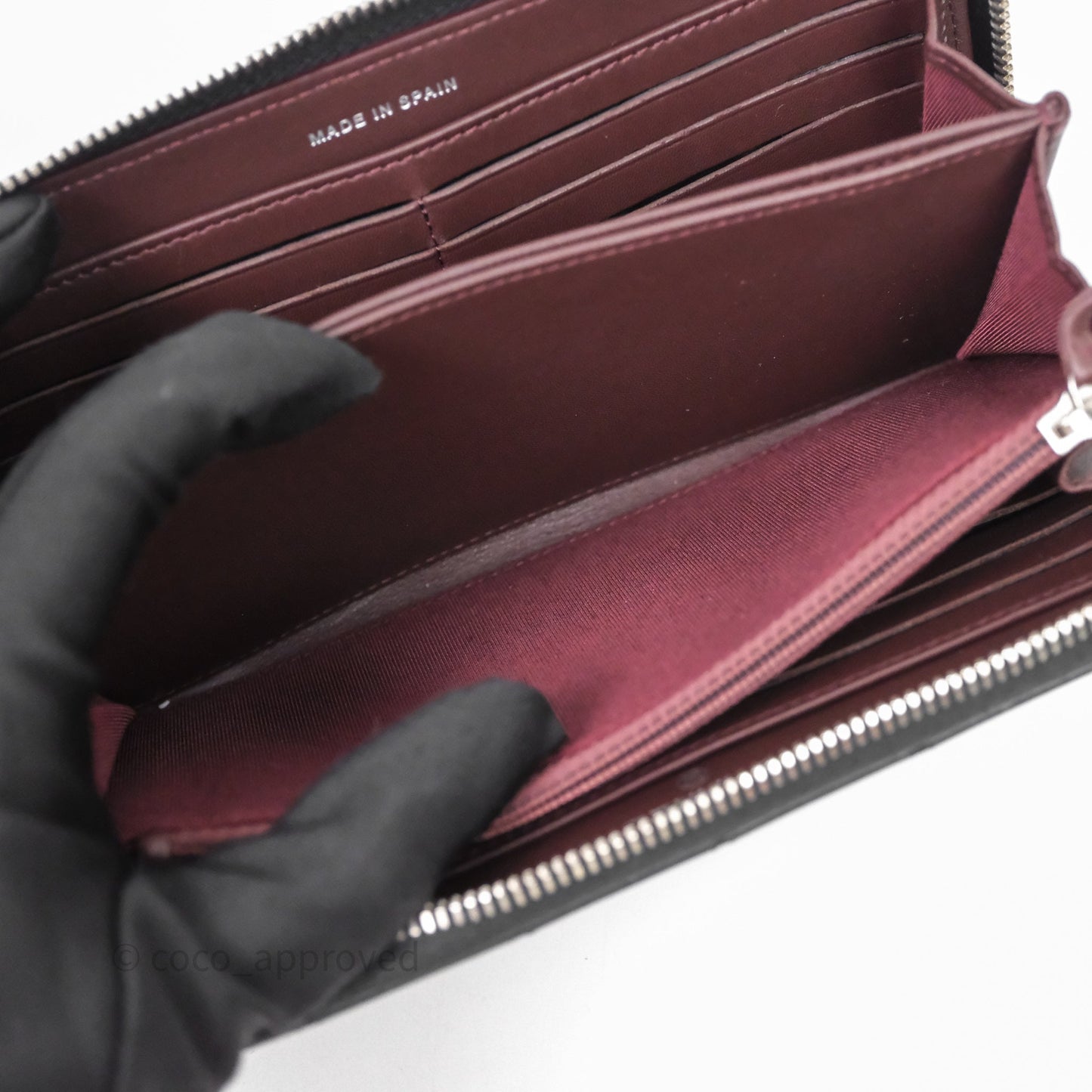 Chanel Classic Zipped Long Wallet Black Lambskin Silver Hardware