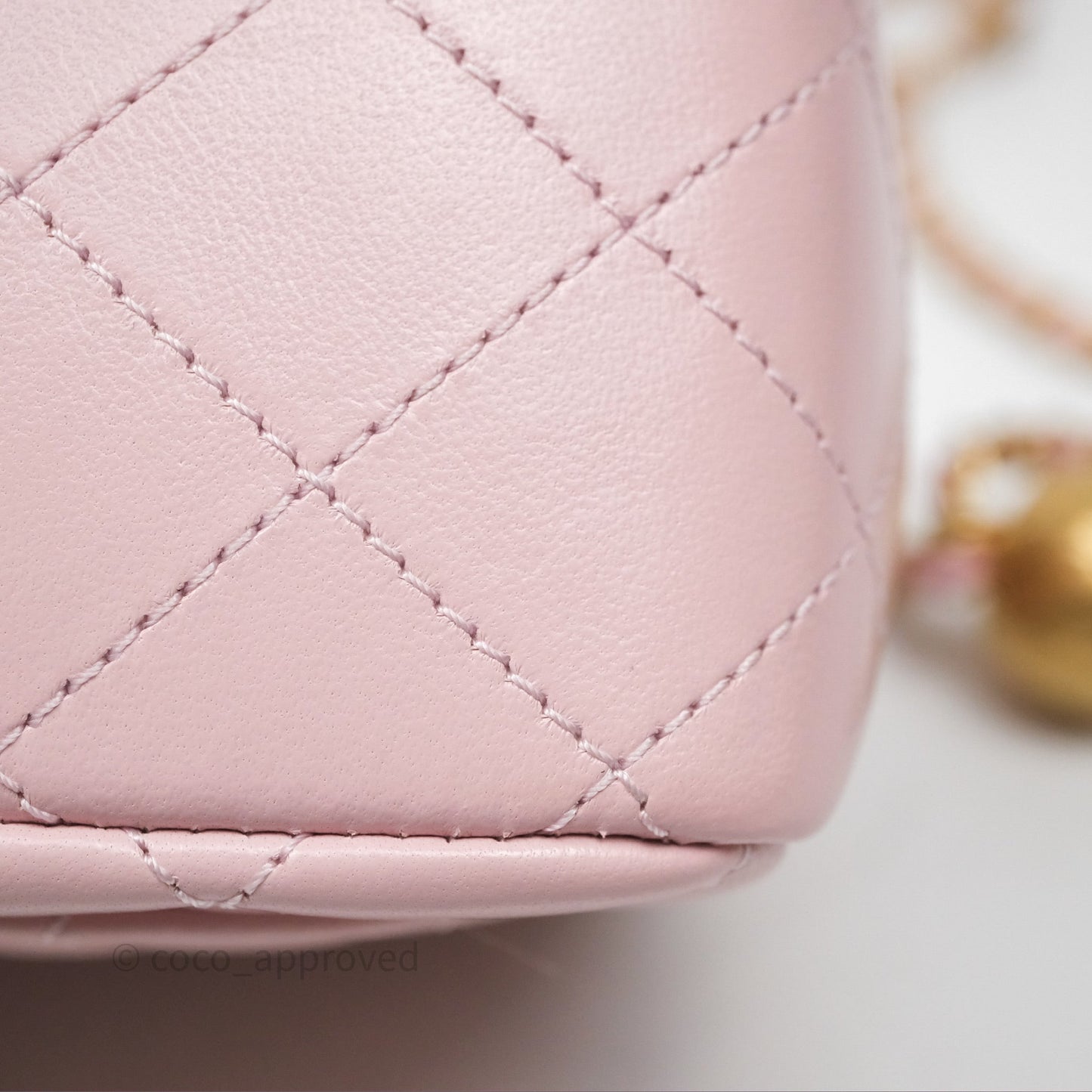 Chanel Pearl Crush Mini Square Quilted Dusty Pink Lambskin Aged Gold Hardware