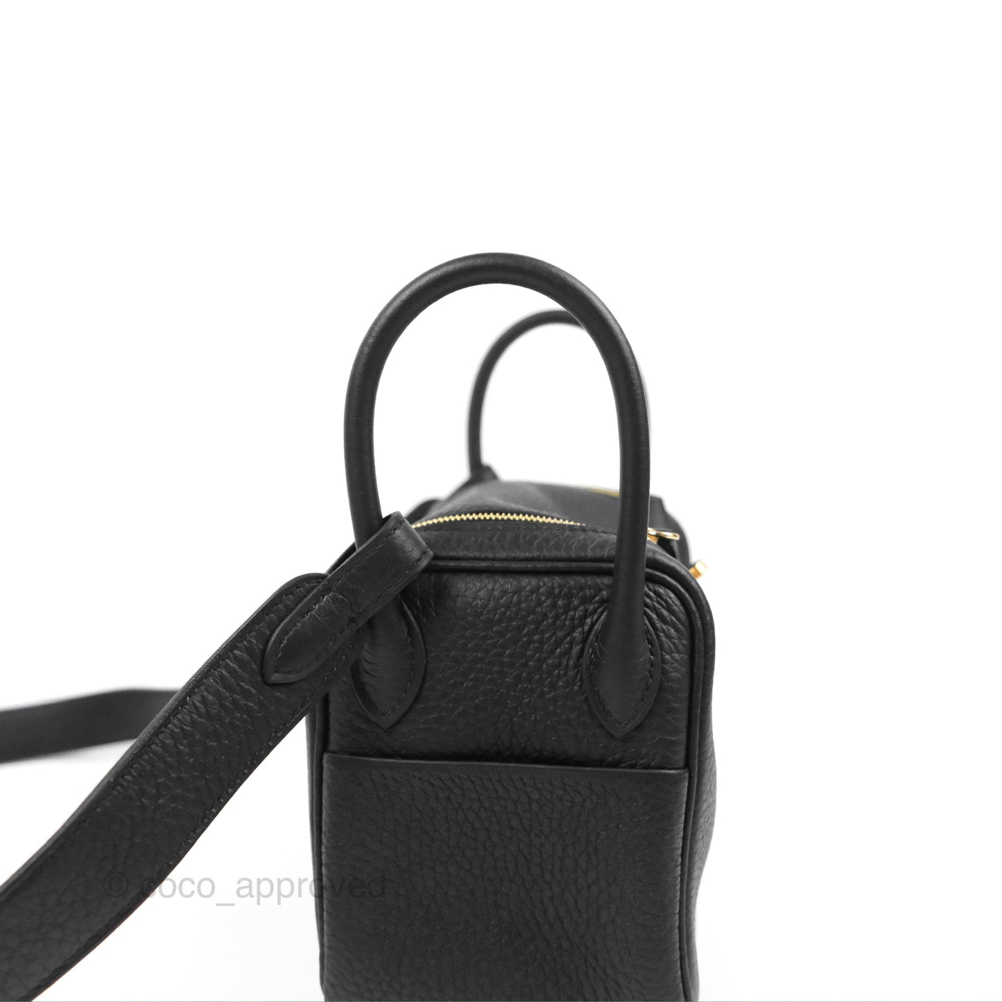 Hermès Mini Lindy 20 Black Clemence Gold Hardware