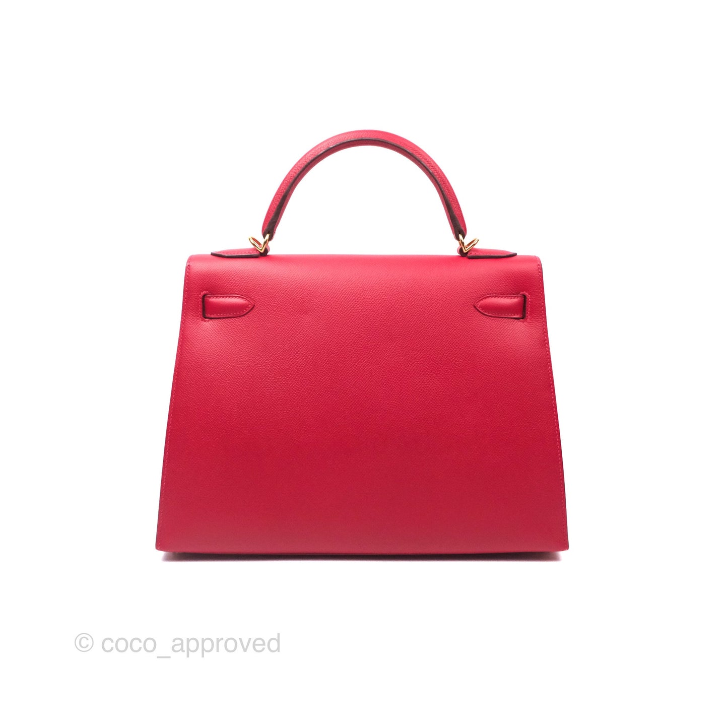 Hermès Kelly 32 Sellier Rouge Casaque Q5 Epsom Gold Hardware