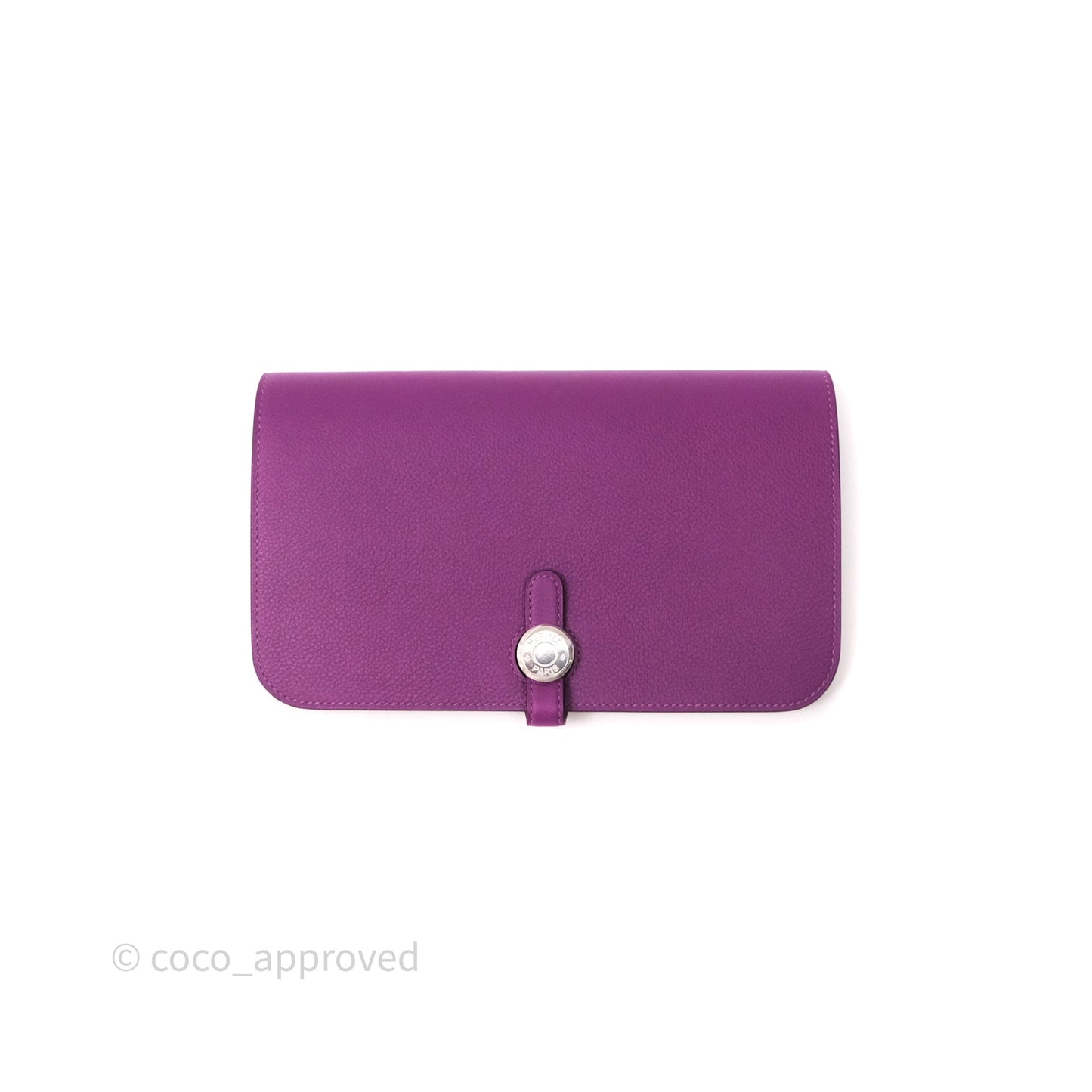 Hermes Dogon Duo Compact Wallet Anemone P9 Evercolor Palladium Hardware