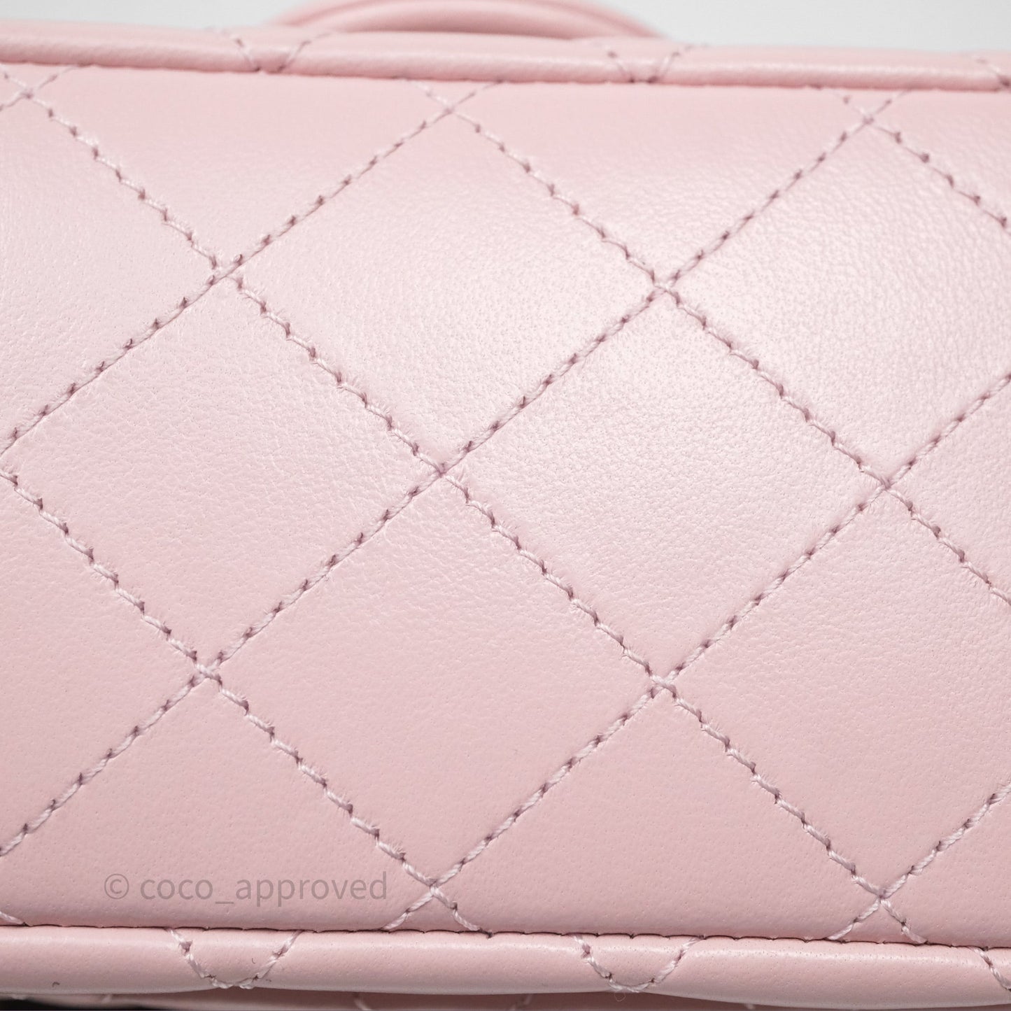 Chanel Pearl Crush Mini Square Quilted Dusty Pink Lambskin Aged Gold Hardware
