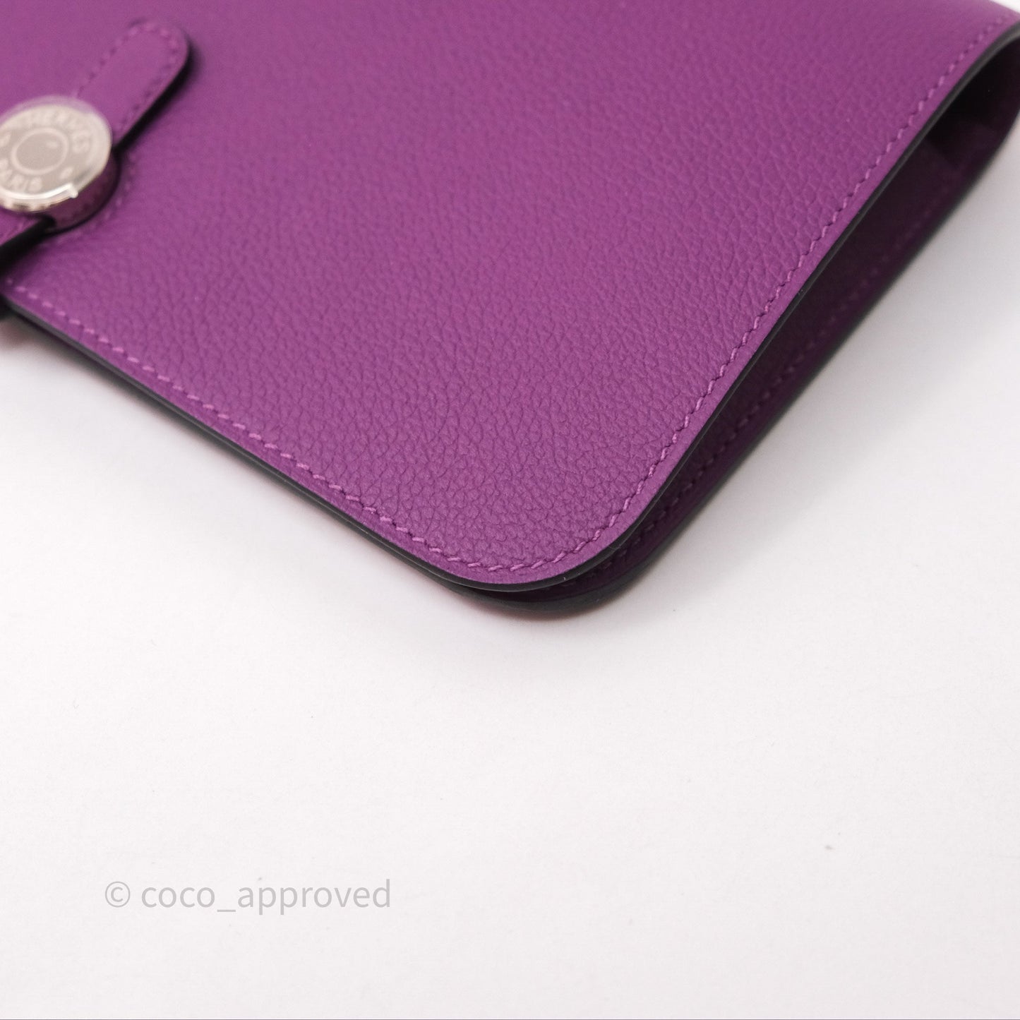 Hermes Dogon Duo Compact Wallet Anemone P9 Evercolor Palladium Hardware