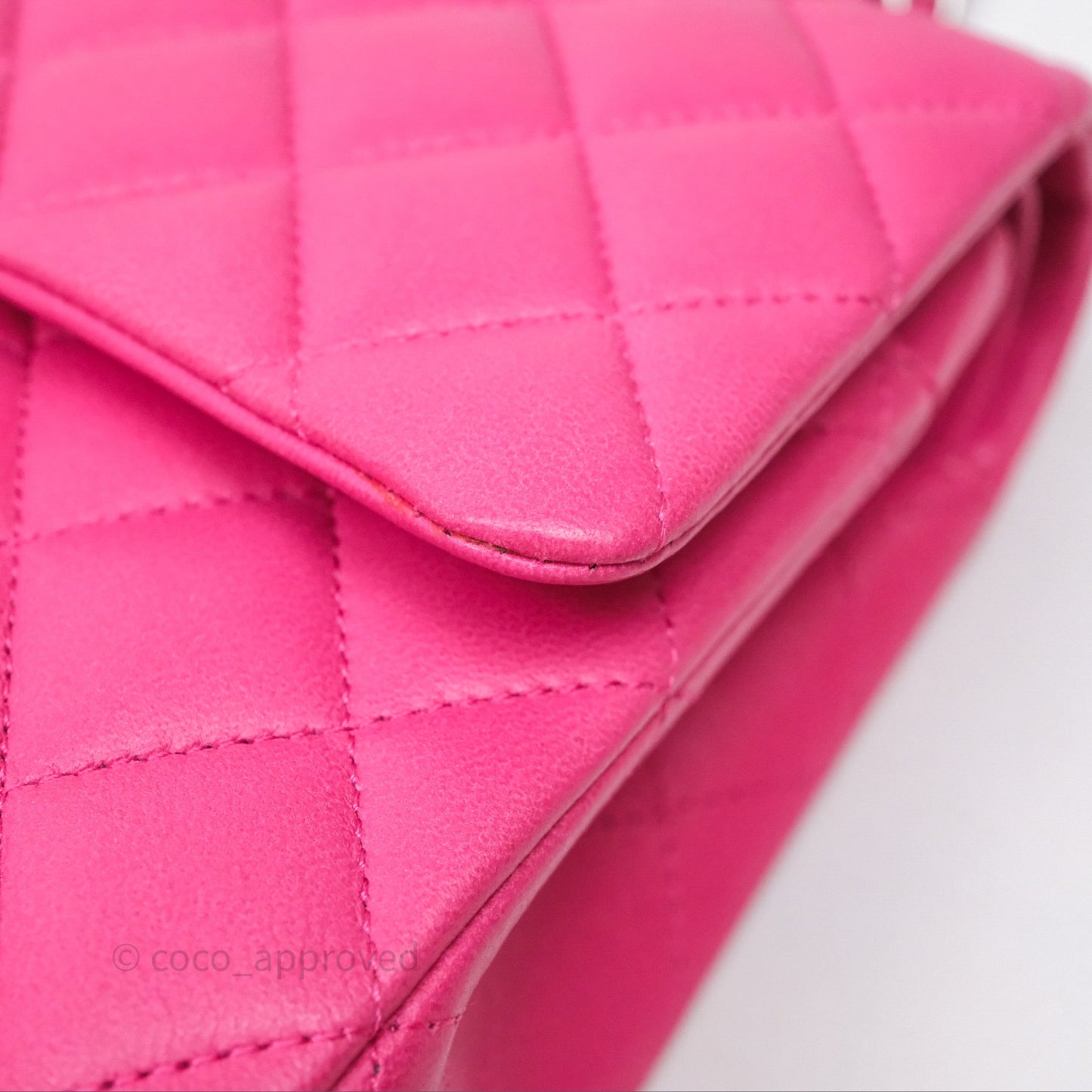 Chanel Classic M/L Medium Flap Quilted Hot Pink Lambskin Silver Hardware