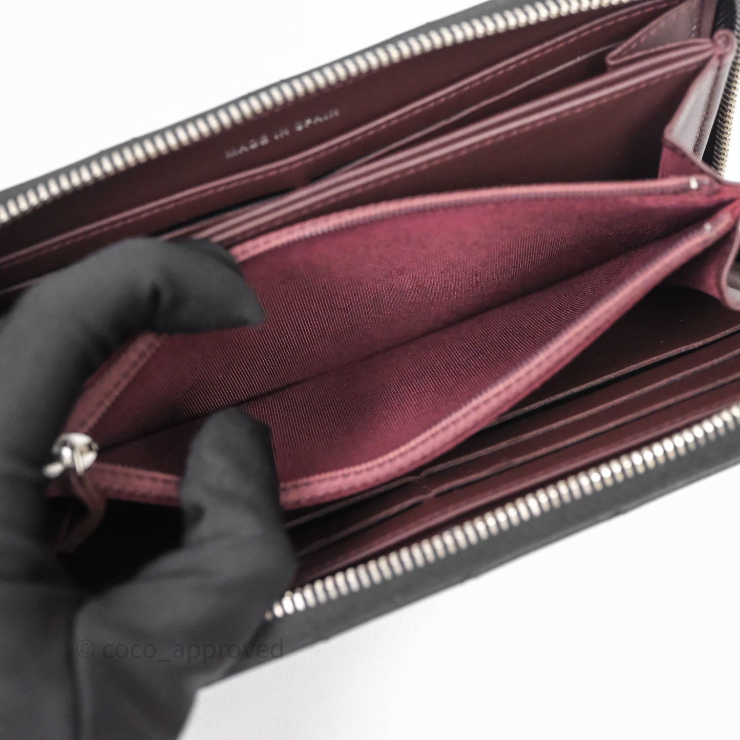 Chanel Classic Zipped Long Wallet Black Lambskin Silver Hardware