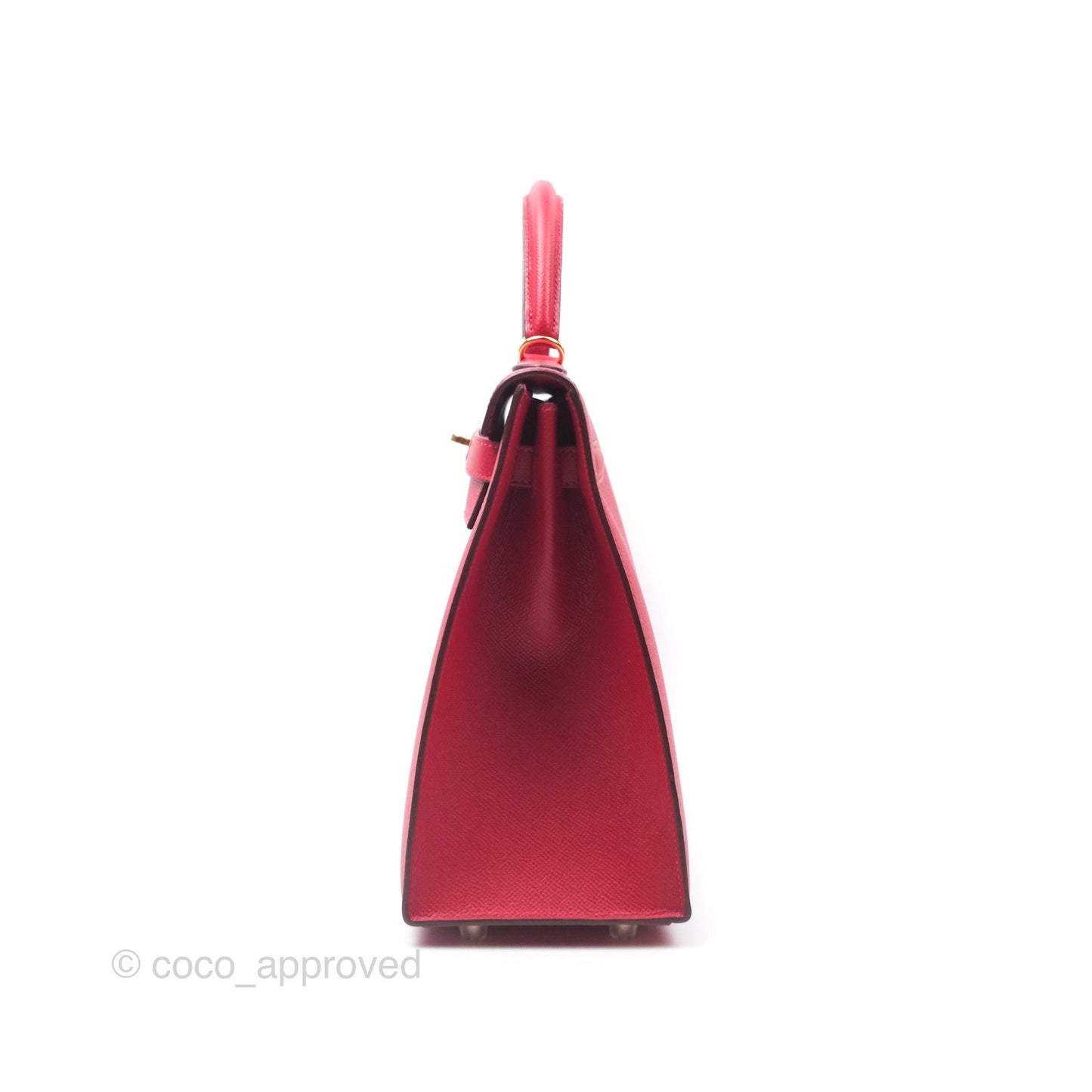 Hermès Kelly 32 Sellier Rouge Casaque Q5 Epsom Gold Hardware