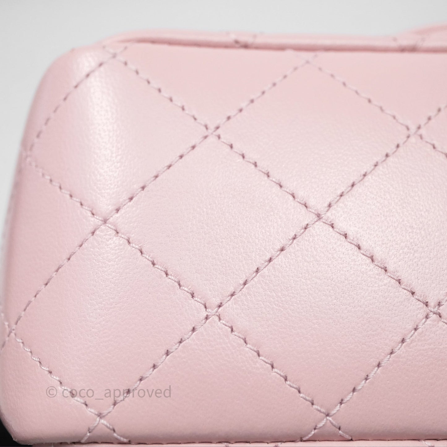 Chanel Pearl Crush Mini Square Quilted Dusty Pink Lambskin Aged Gold Hardware