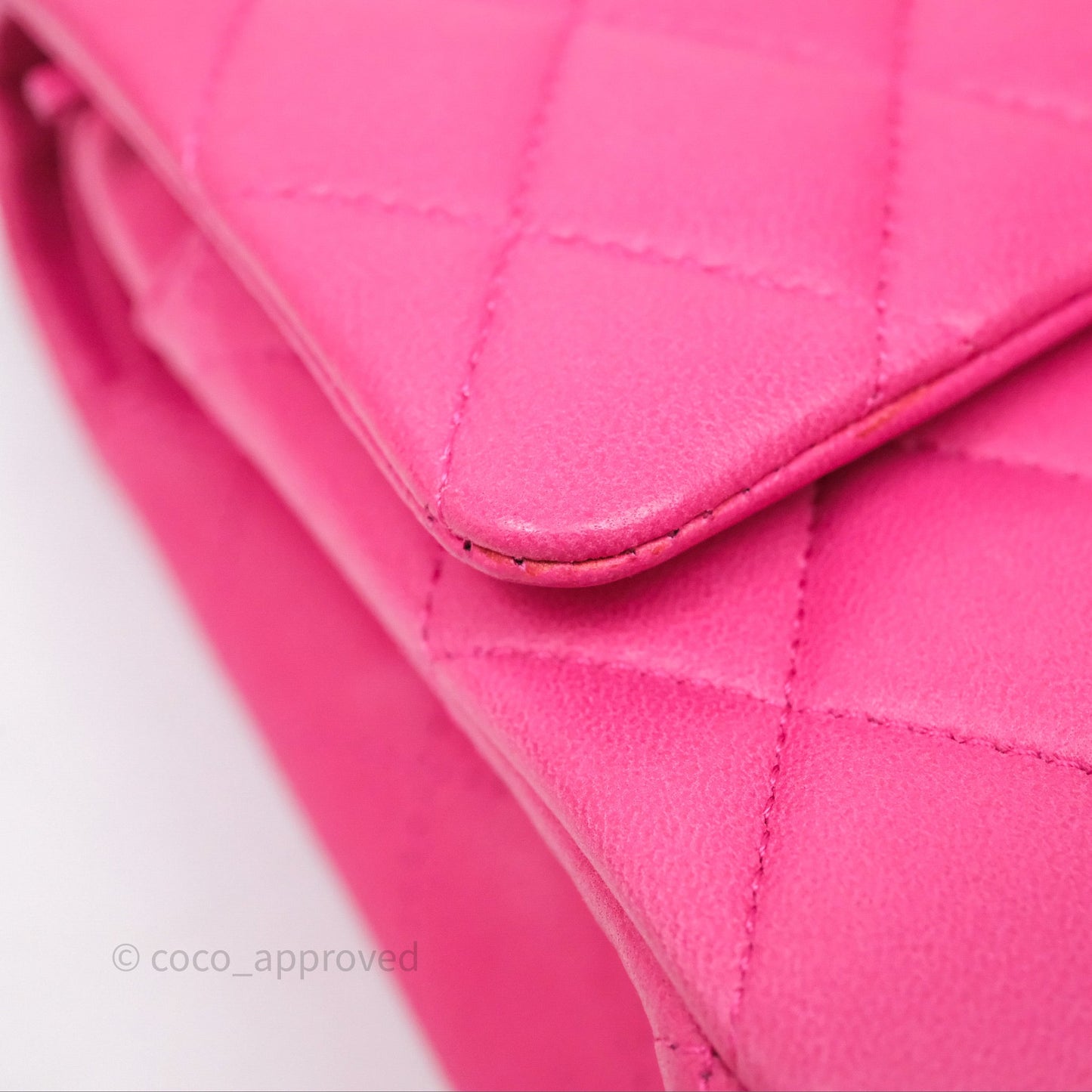 Chanel Classic M/L Medium Flap Quilted Hot Pink Lambskin Silver Hardware