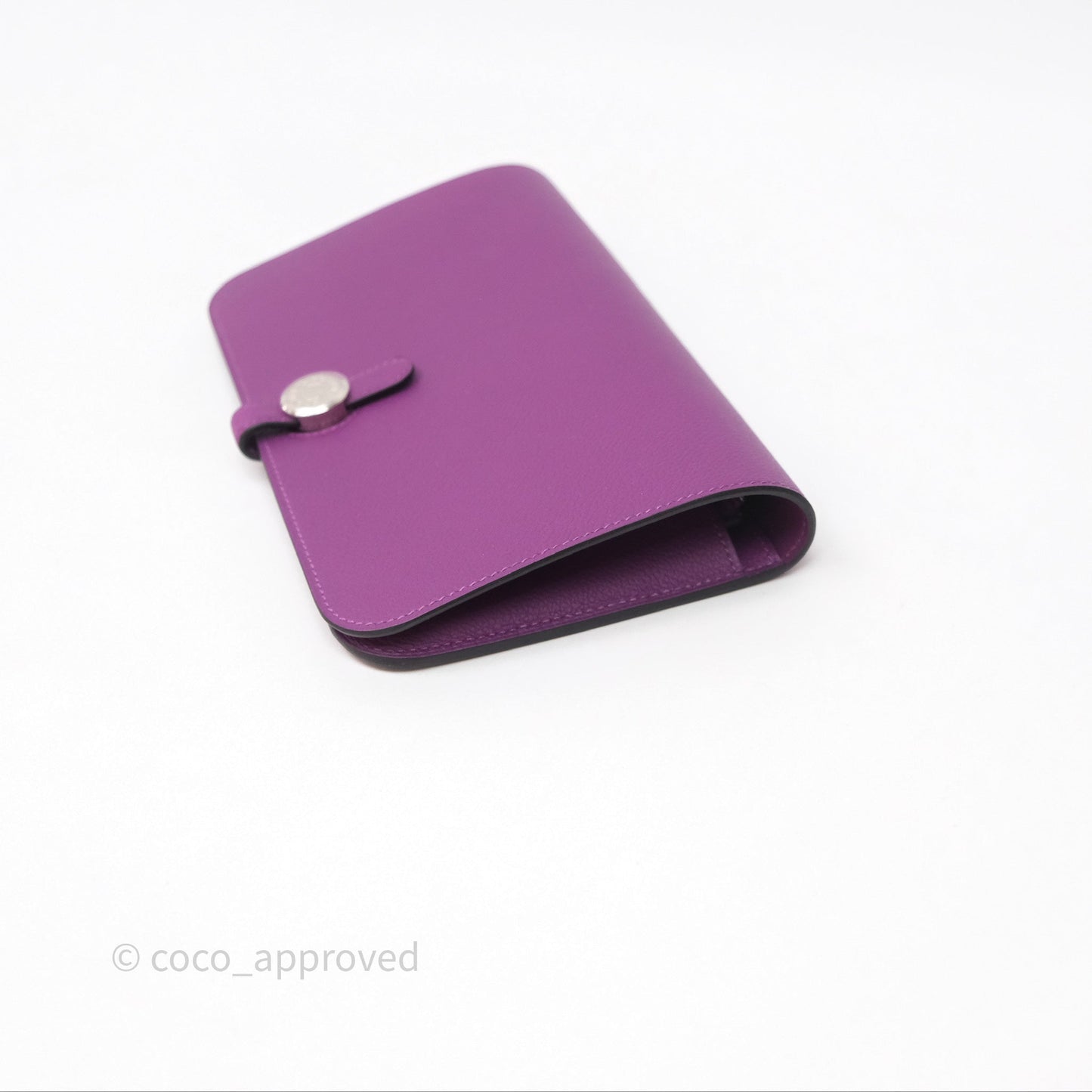 Hermes Dogon Duo Compact Wallet Anemone P9 Evercolor Palladium Hardware