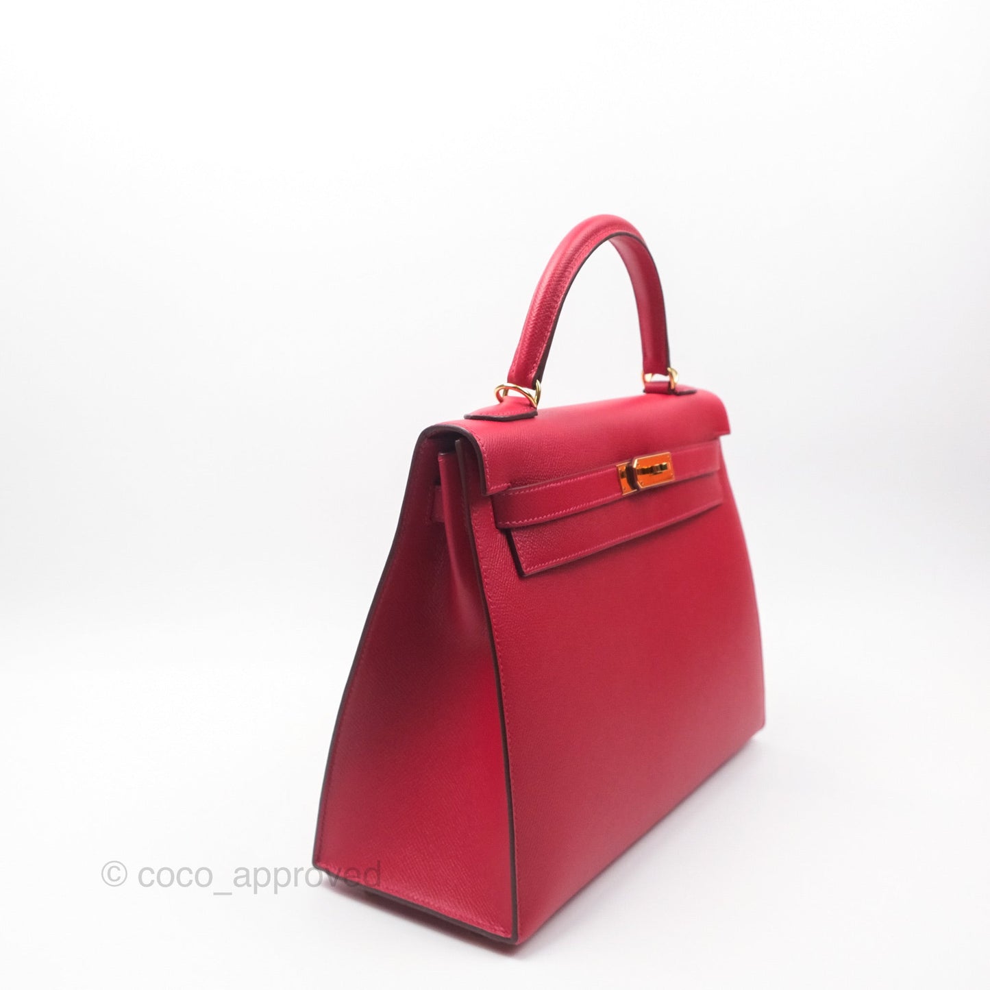 Hermès Kelly 32 Sellier Rouge Casaque Q5 Epsom Gold Hardware