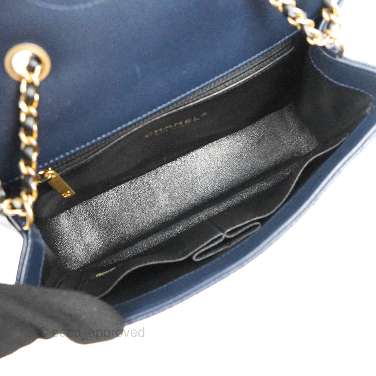 Chanel Quilted Small CC Filigree Flap Navy Black Caviar