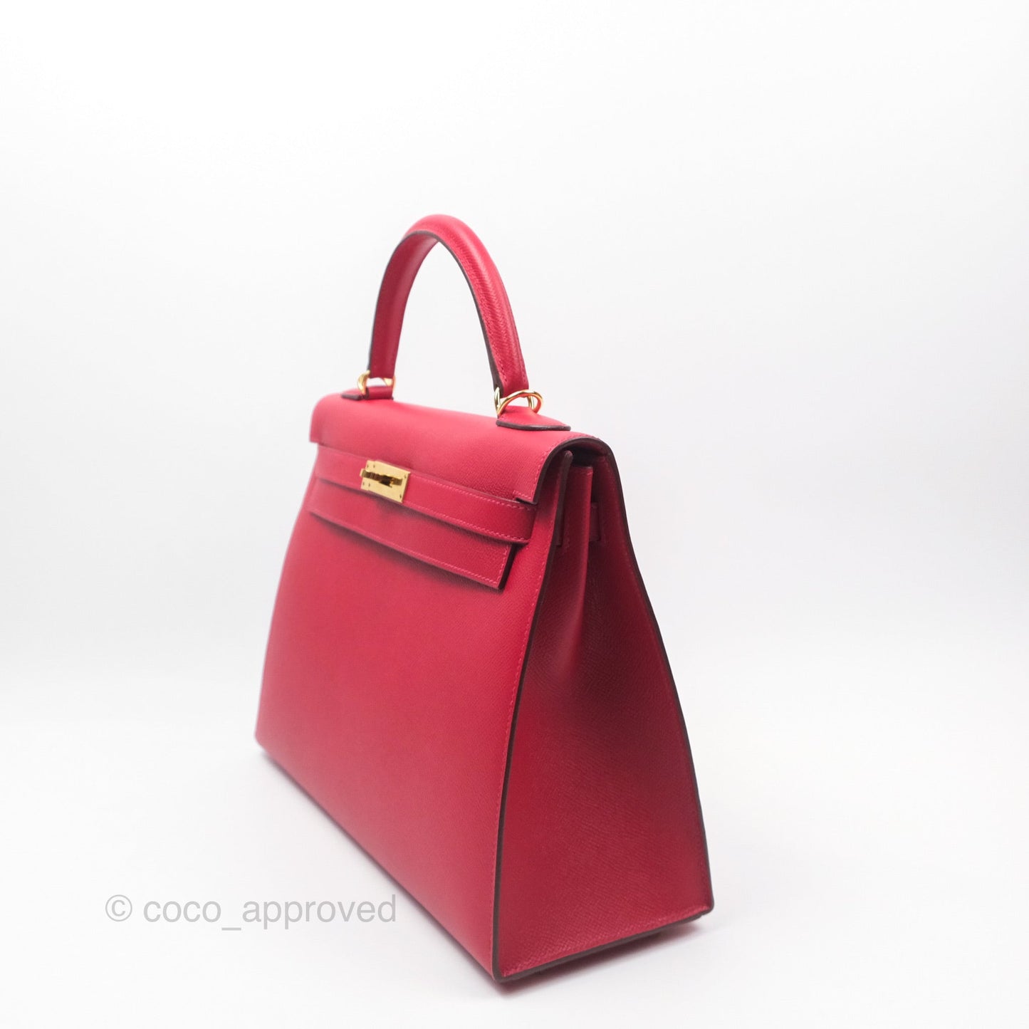 Hermès Kelly 32 Sellier Rouge Casaque Q5 Epsom Gold Hardware