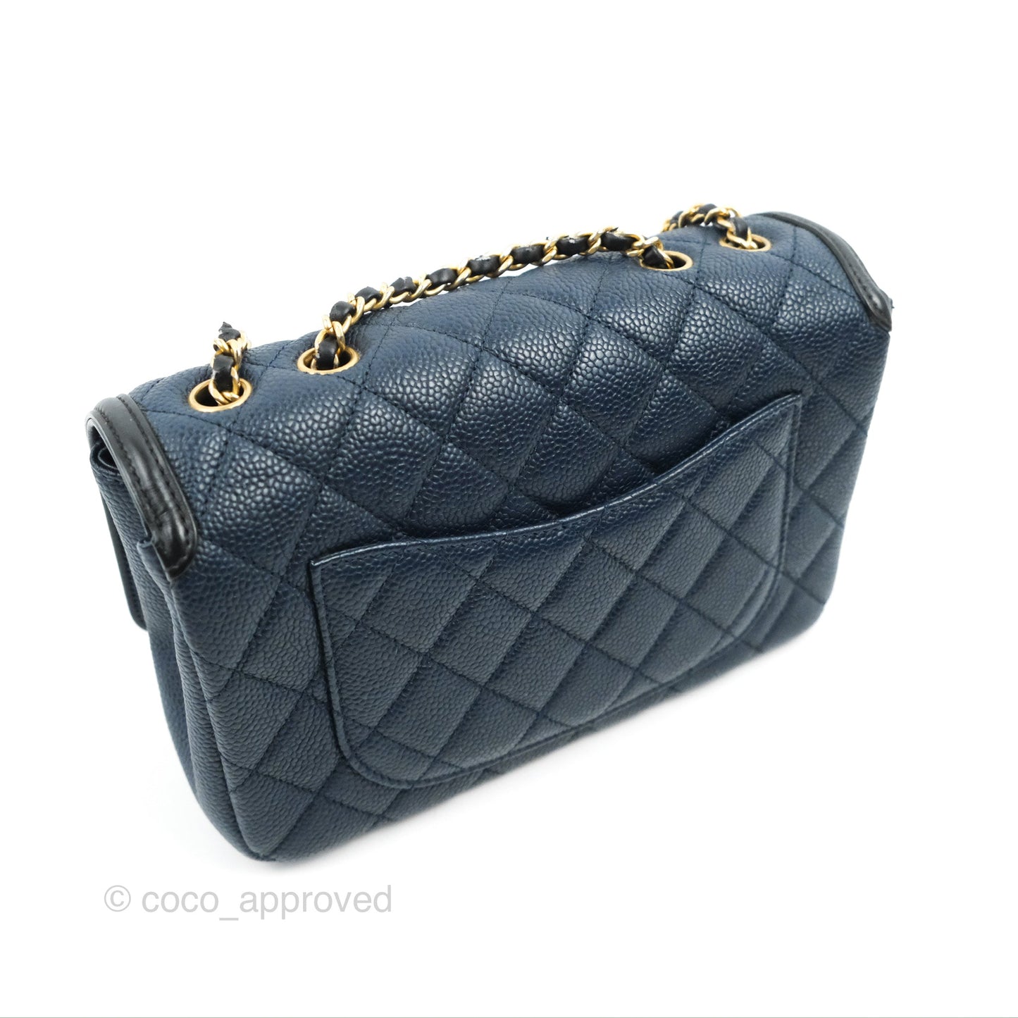 Chanel Quilted Small CC Filigree Flap Navy Black Caviar