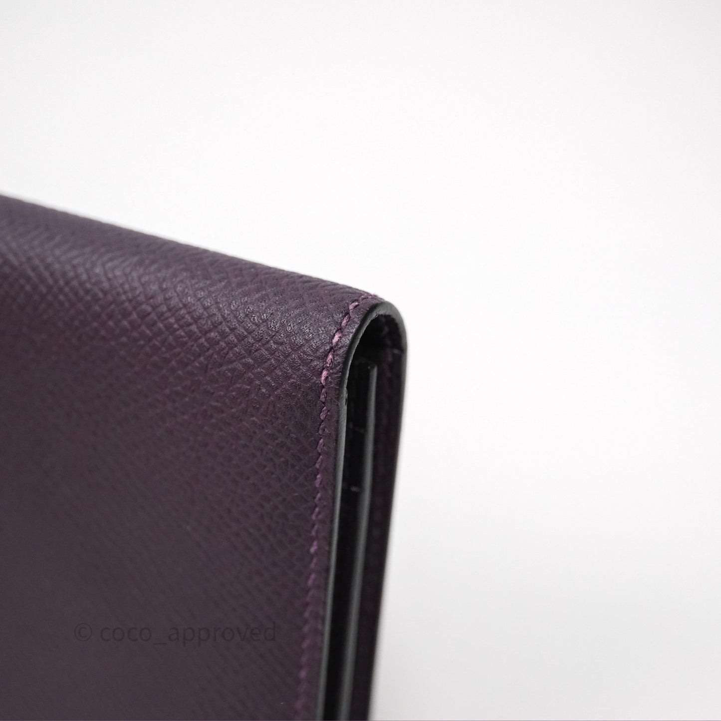 Hermès Bearn Soufflet Wallet Raisin 59 Epsom Gold Hardware