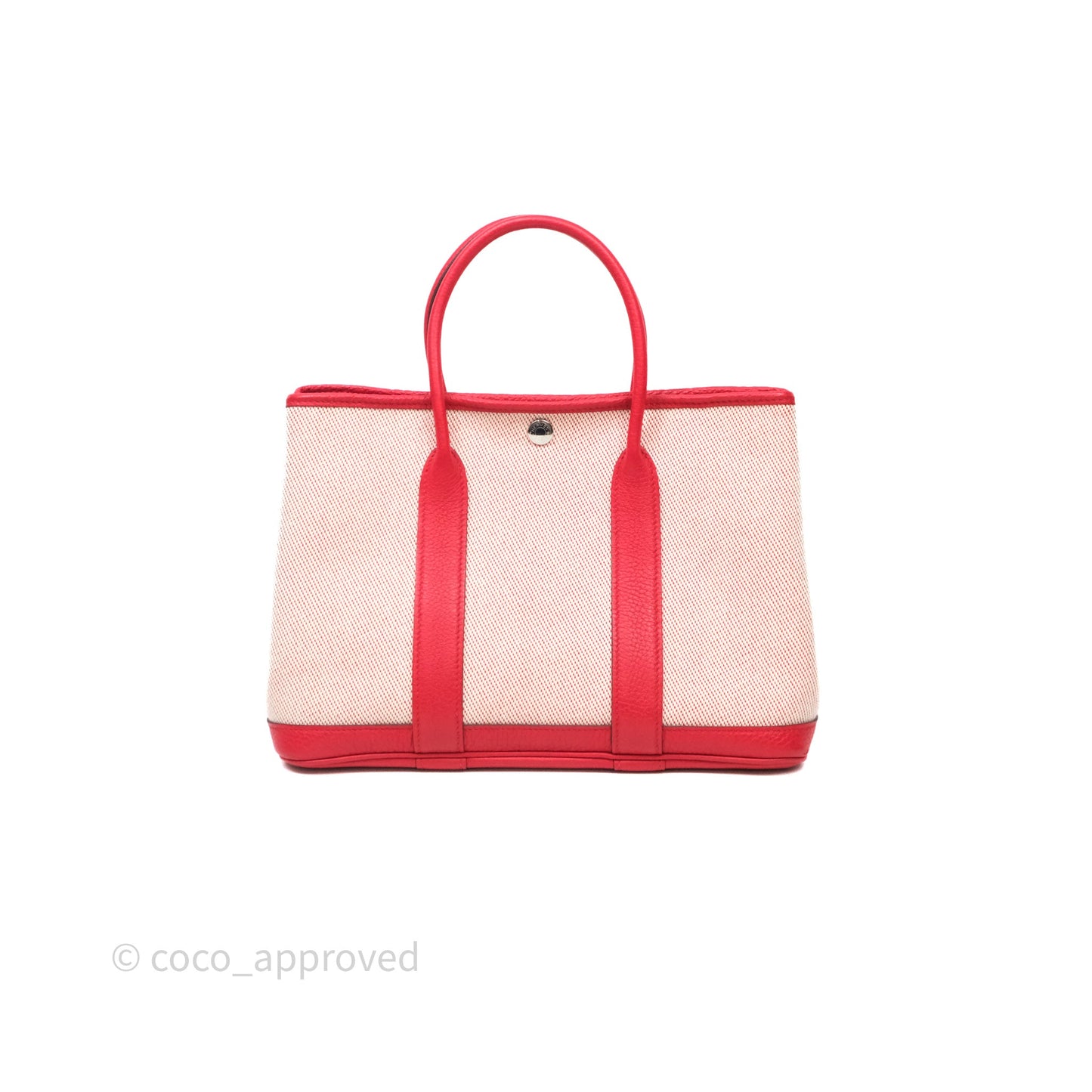Hermès Garden Party 30 Canvas Rouge Grenade Palladium Hardware