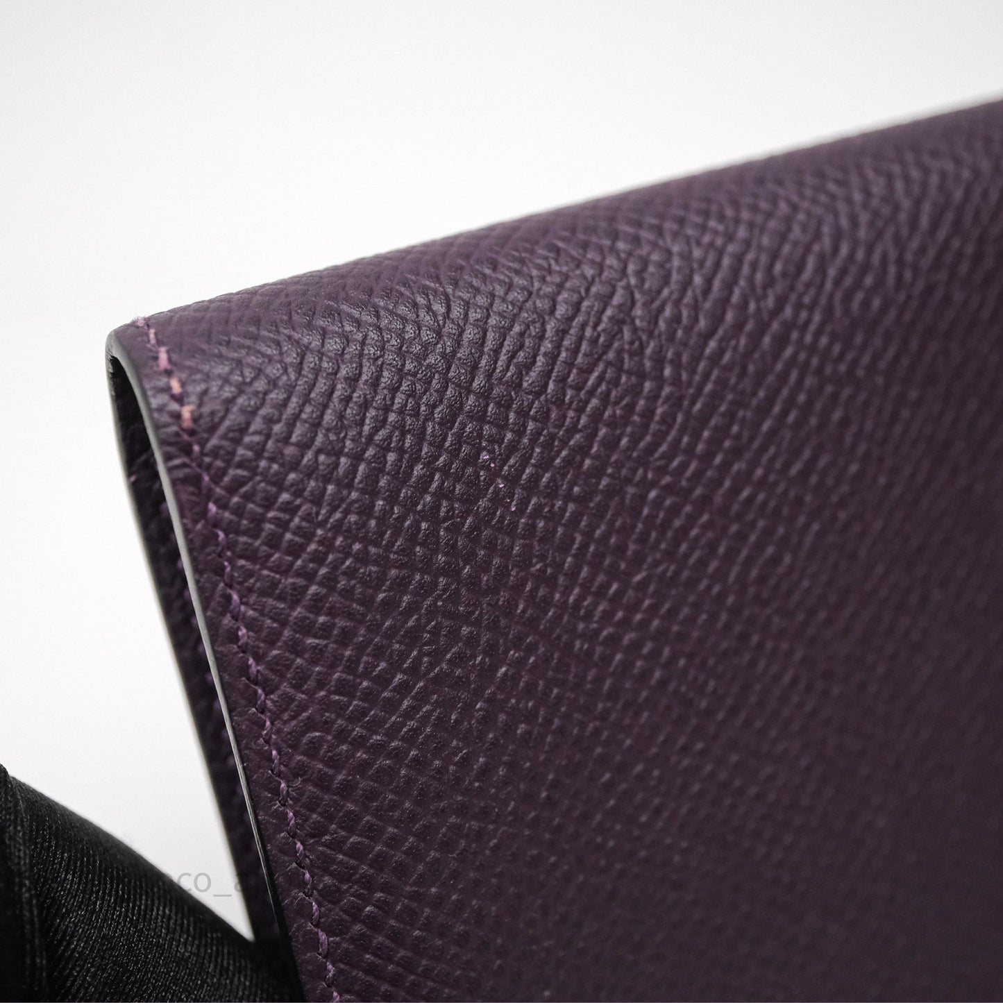 Hermès Bearn Soufflet Wallet Raisin 59 Epsom Gold Hardware