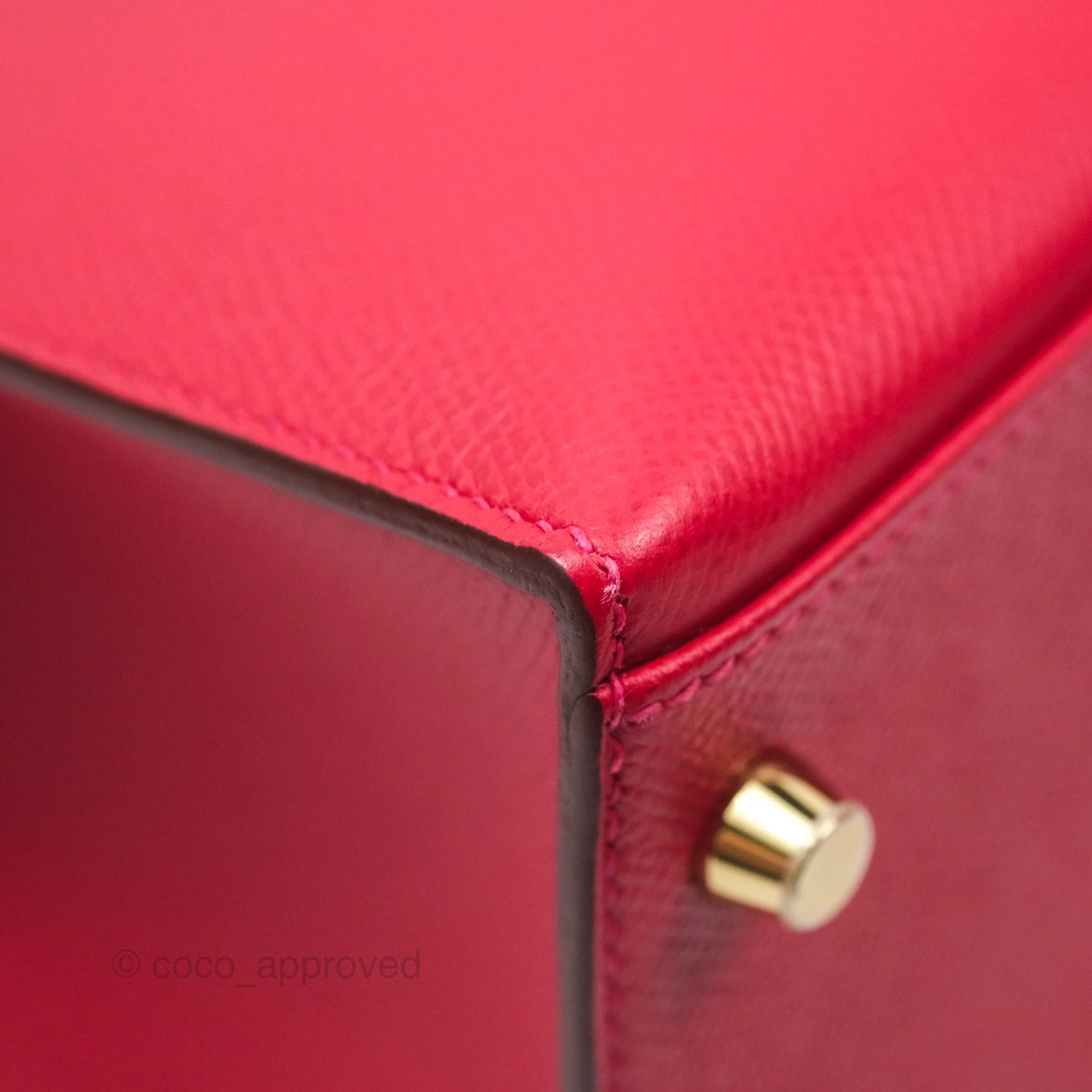Hermès Kelly 32 Sellier Rouge Casaque Q5 Epsom Gold Hardware