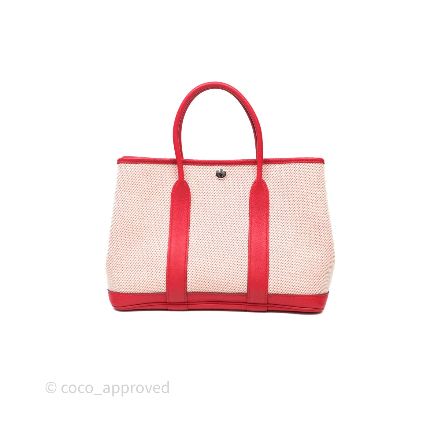 Hermès Garden Party 30 Canvas Rouge Grenade Palladium Hardware