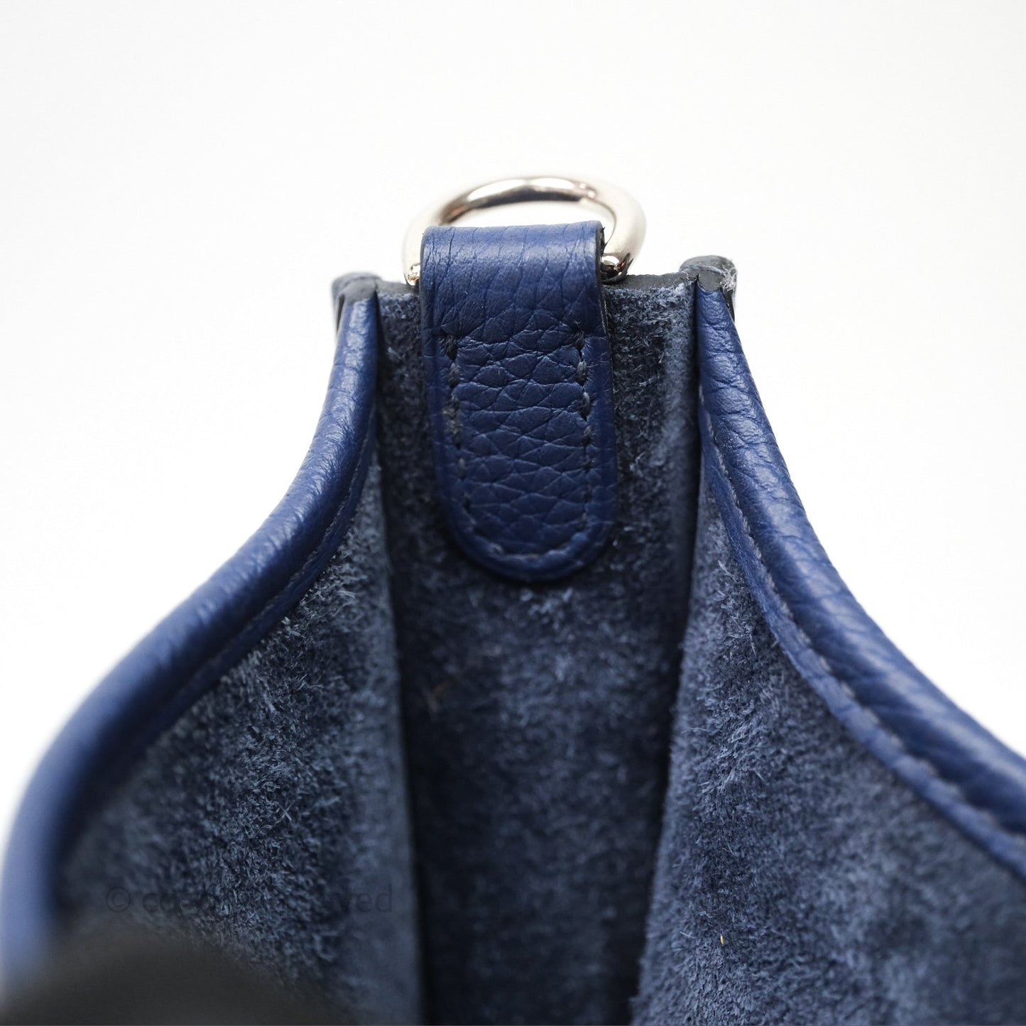 Hermès Mini Evelyne 16 Bleu Saphir 73 Taurillon Maurice Palladium Hardware