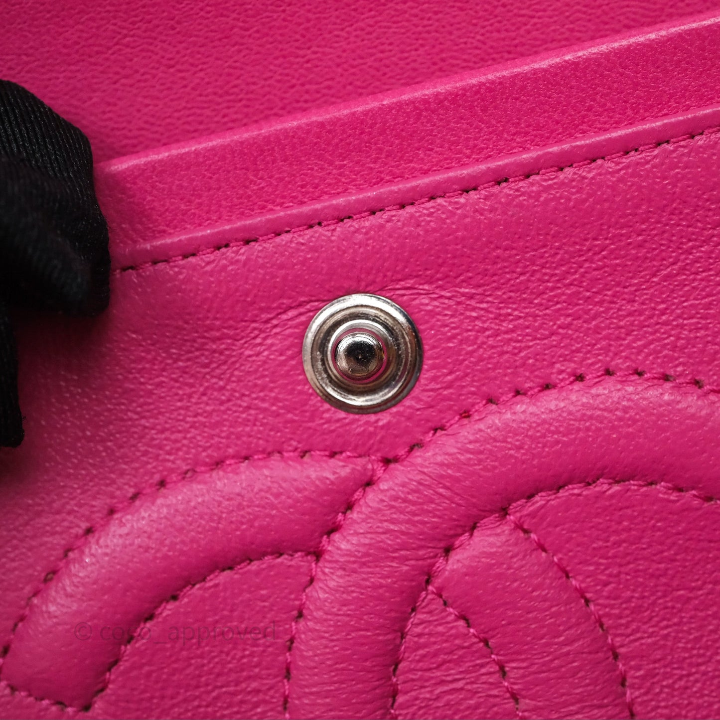 Chanel Classic M/L Medium Flap Quilted Hot Pink Lambskin Silver Hardware