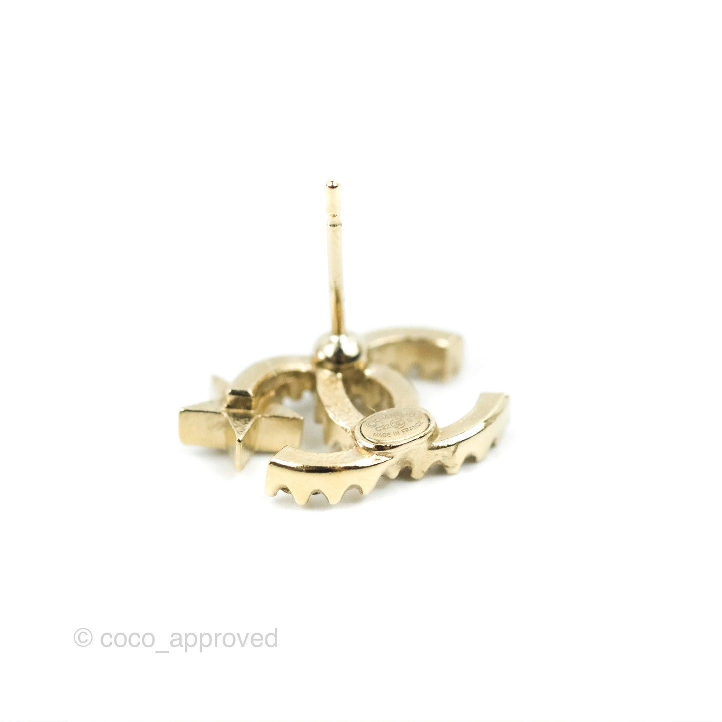 Chanel Crystal CC Star Earrings Gold Tone 22S