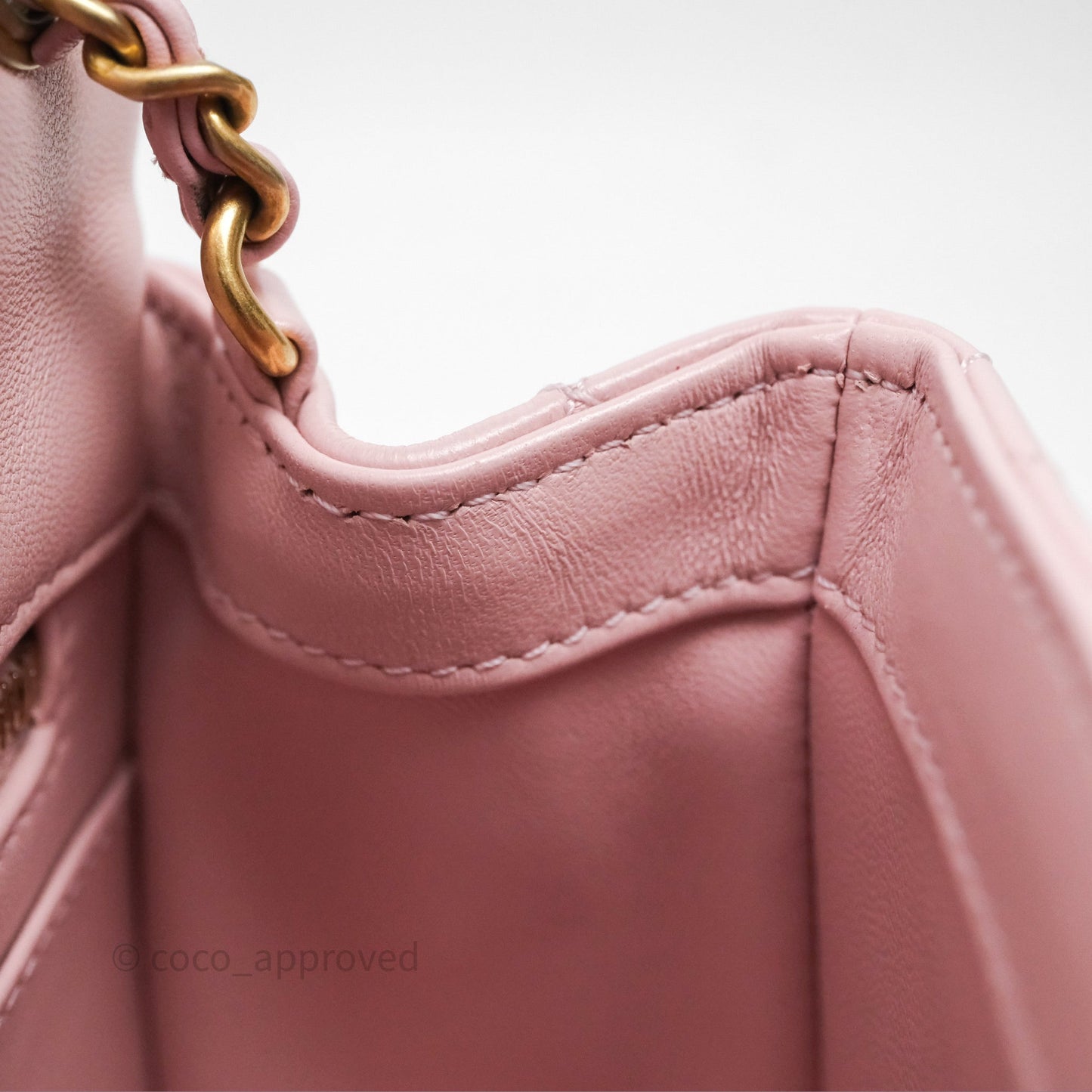 Chanel Pearl Crush Mini Square Quilted Dusty Pink Lambskin Aged Gold Hardware