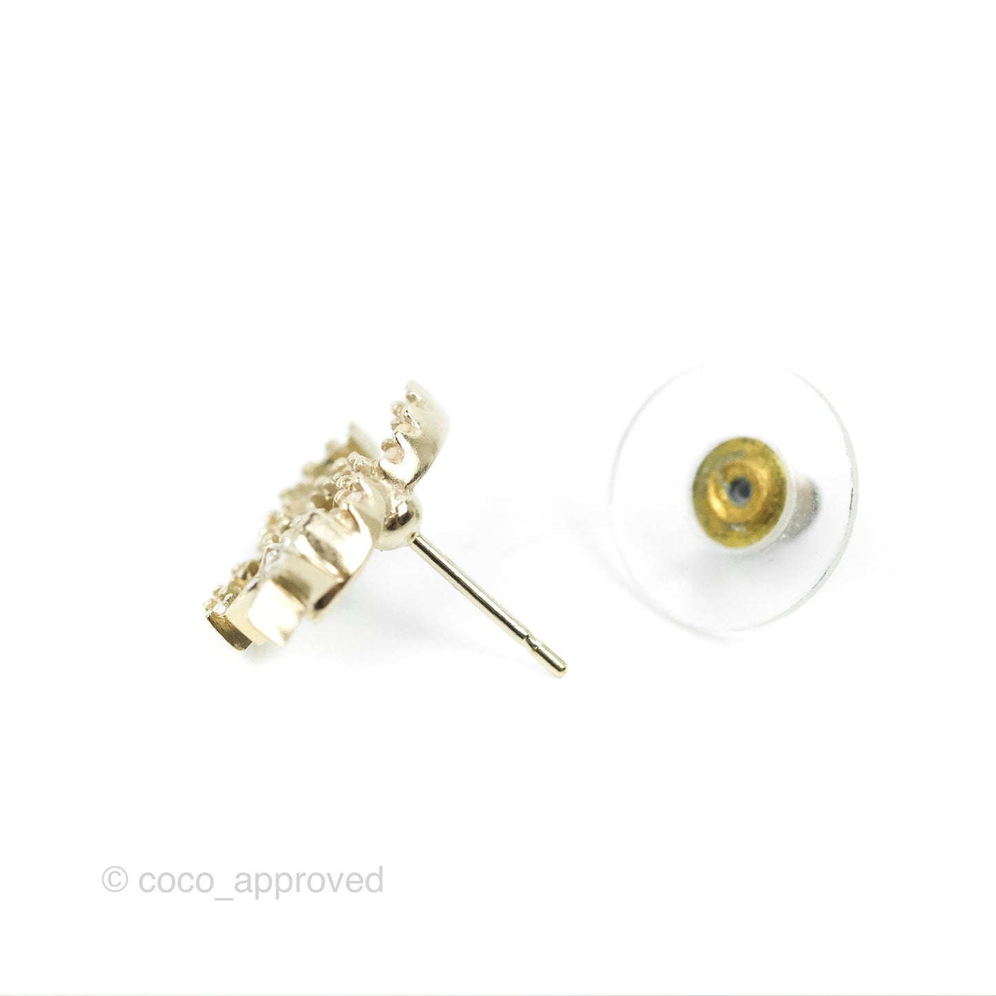 Chanel Crystal CC Star Earrings Gold Tone 22S