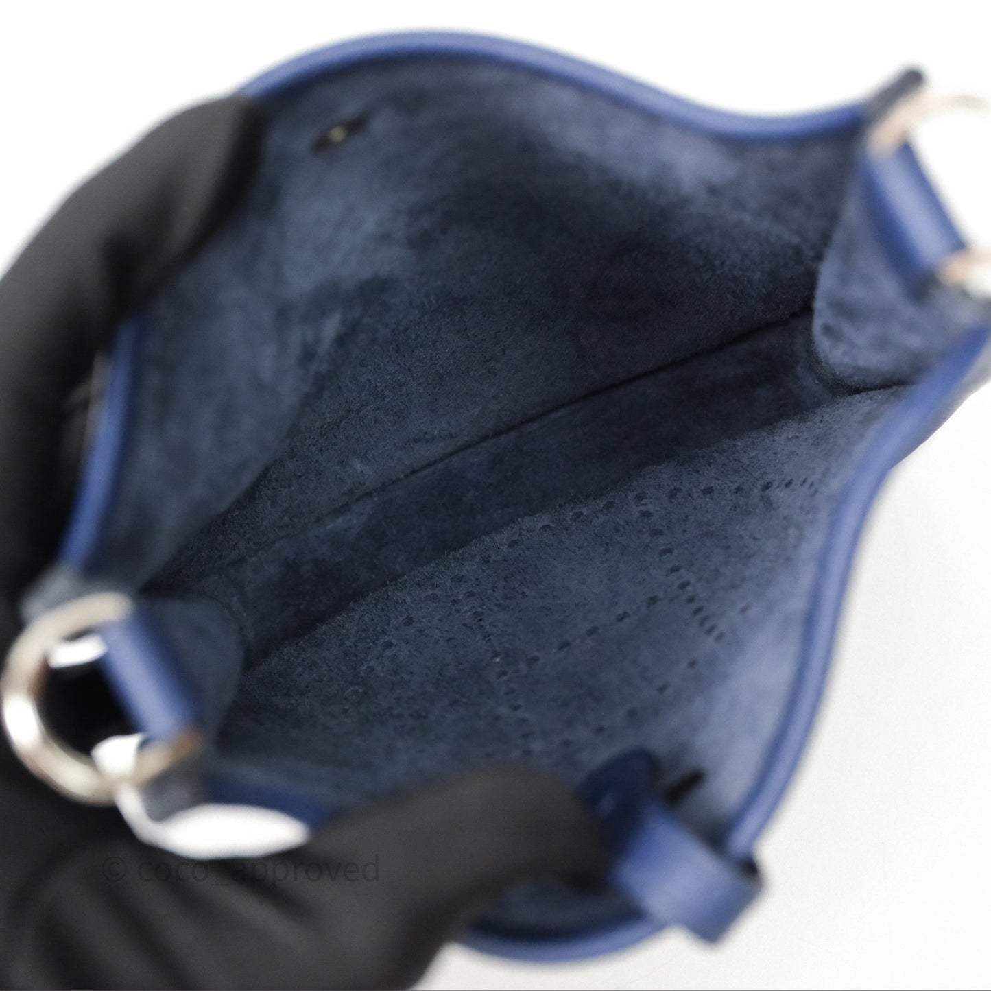 Hermès Mini Evelyne 16 Bleu Saphir 73 Taurillon Maurice Palladium Hardware