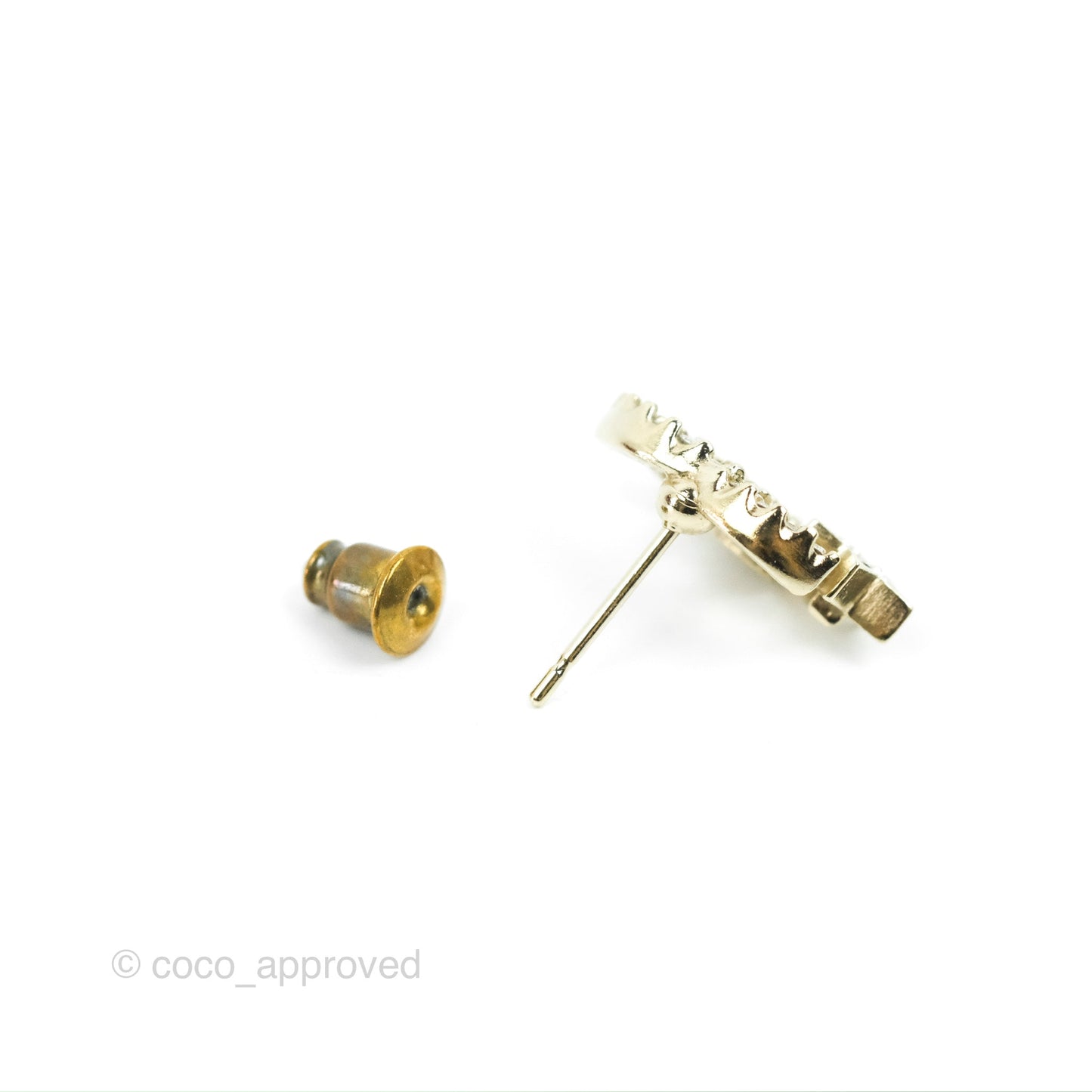 Chanel Crystal CC Star Earrings Gold Tone 22S