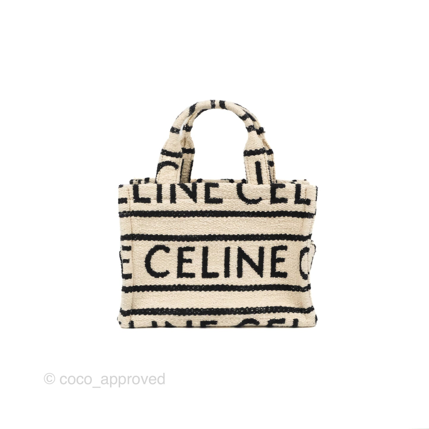 Celine Small Cabas Thais Textile with Celine All-Over White