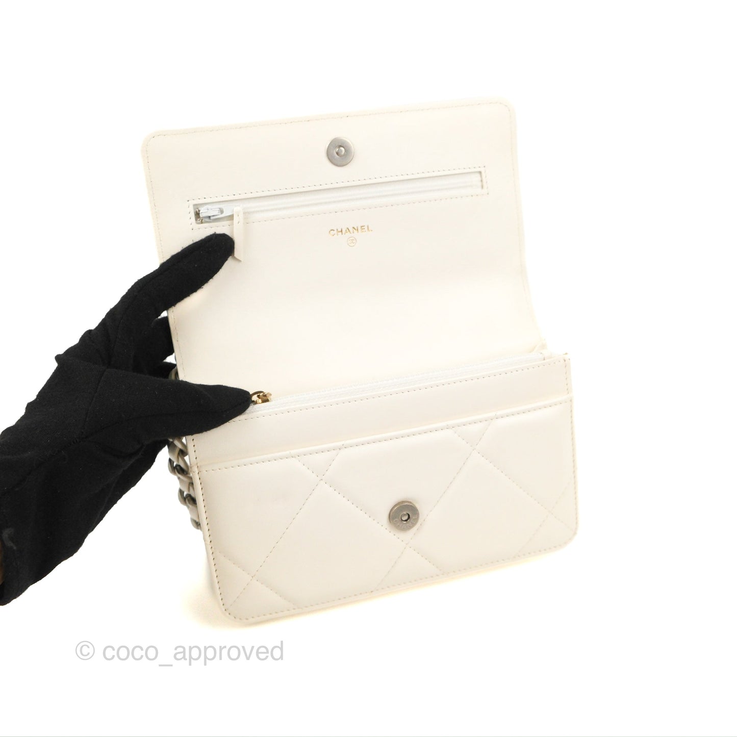 Chanel 19 Wallet on Chain WOC White Mixed Hardware