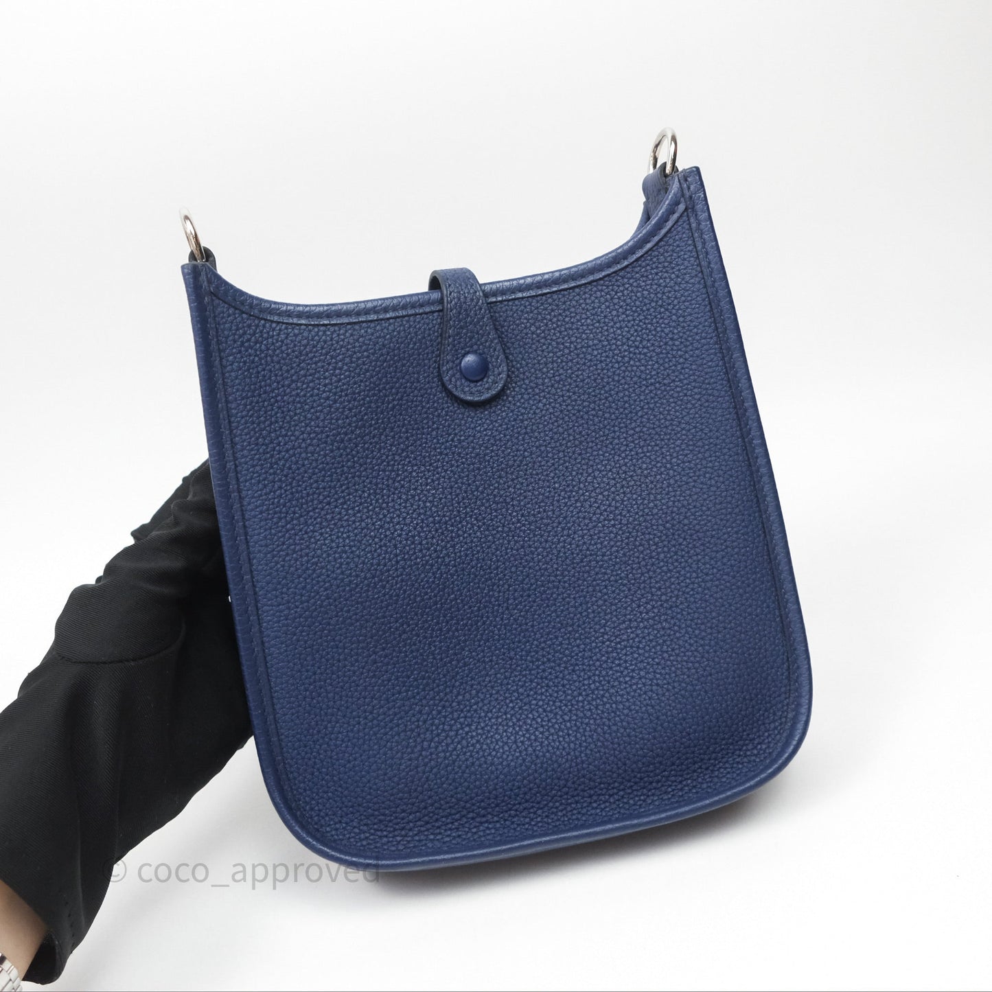 Hermès Mini Evelyne 16 Bleu Saphir 73 Taurillon Maurice Palladium Hardware