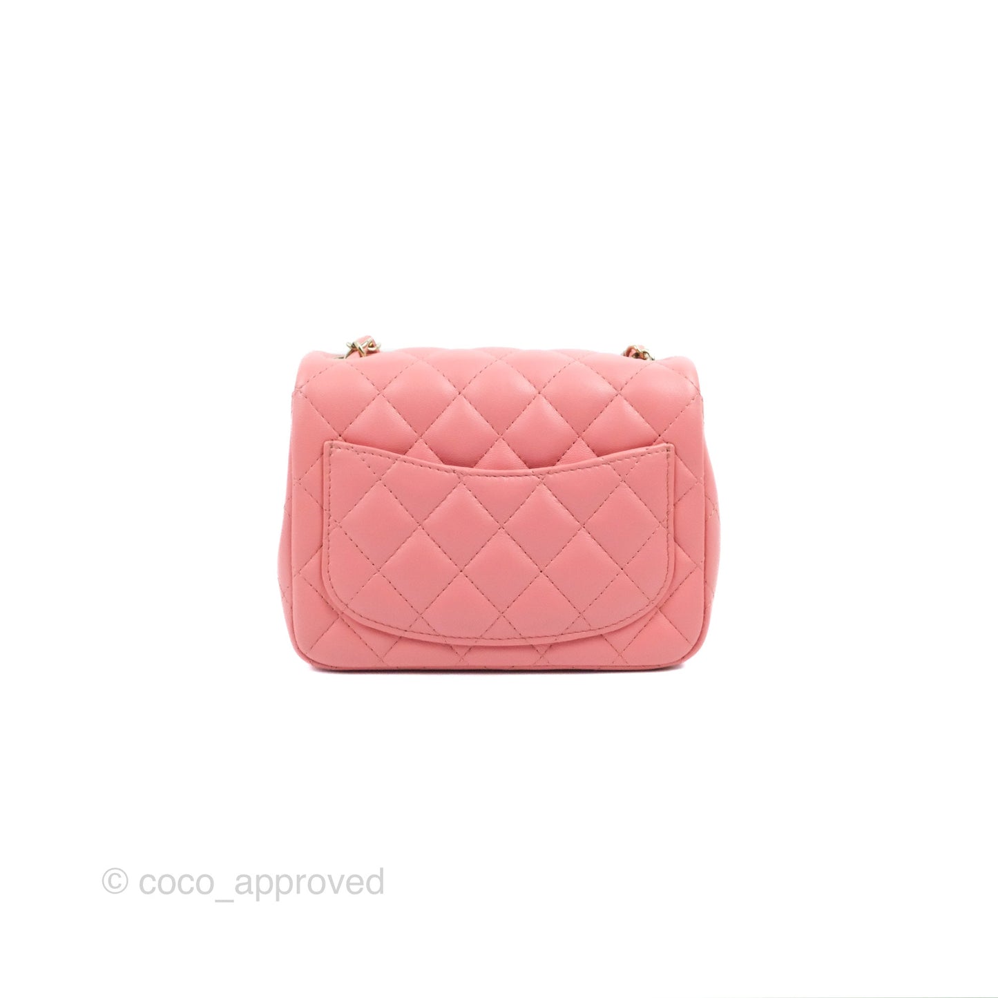 Chanel Mini Square Flap Bag Pink Lambskin Gold Hardware