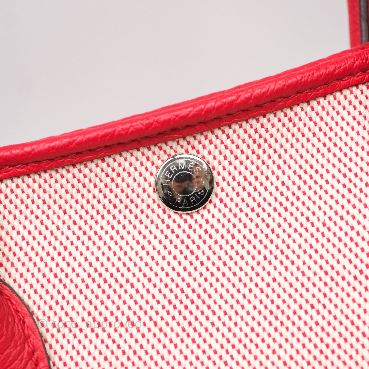 Hermès Garden Party 30 Canvas Rouge Grenade Palladium Hardware