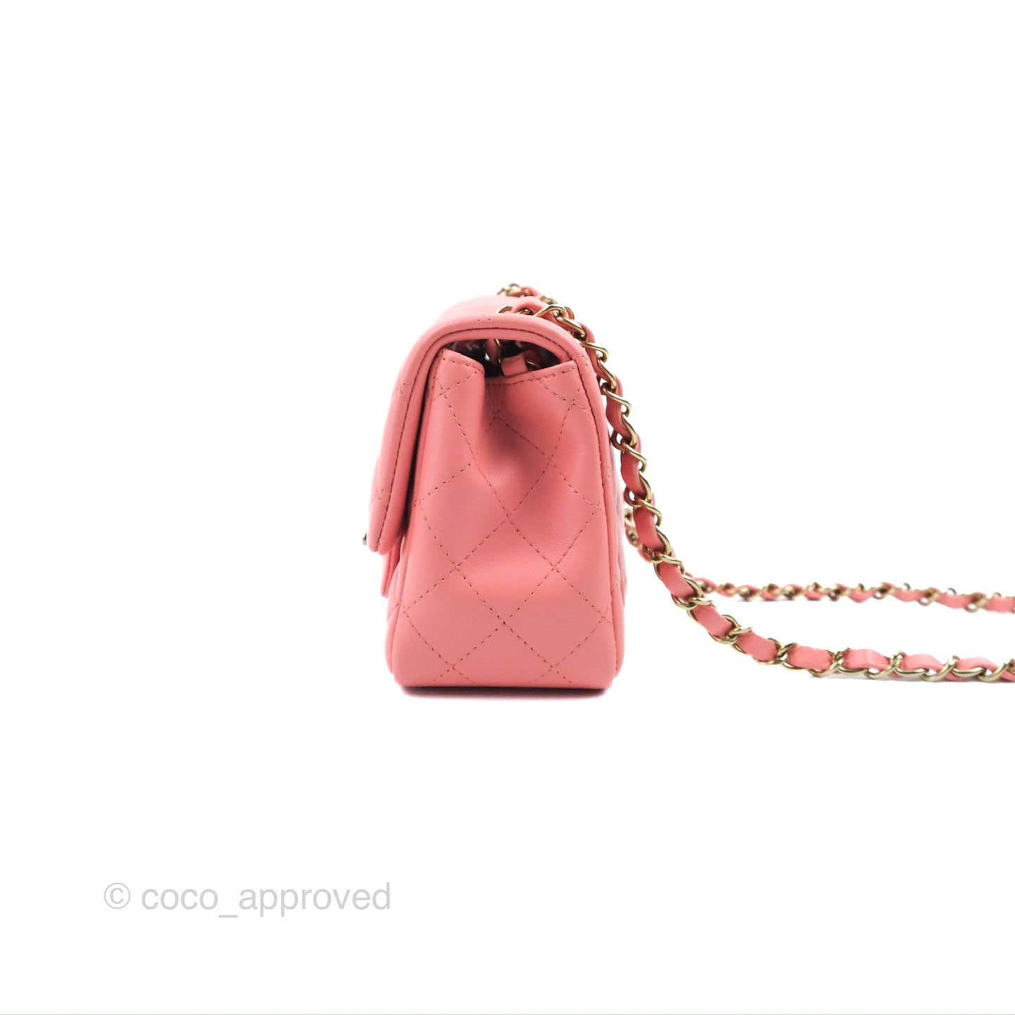 Chanel Mini Square Flap Bag Pink Lambskin Gold Hardware