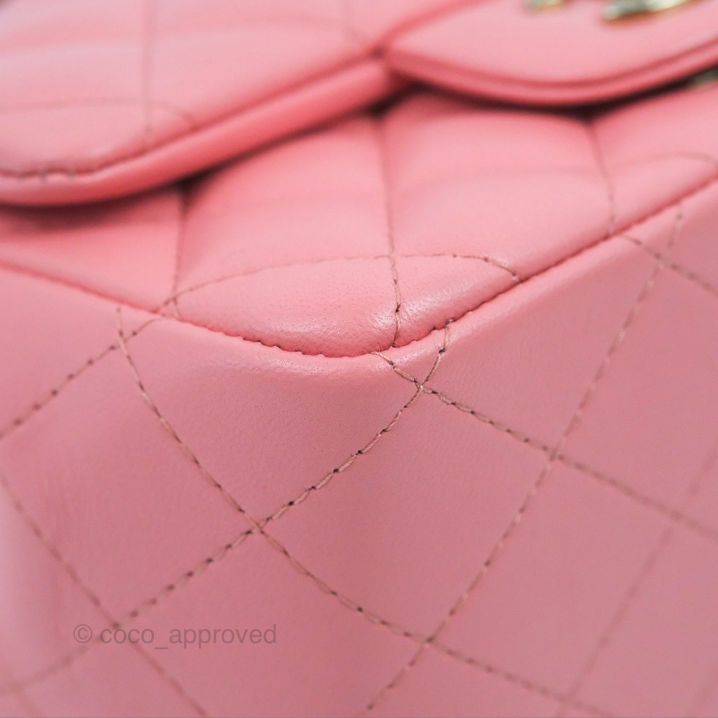 Chanel Mini Square Flap Bag Pink Lambskin Gold Hardware